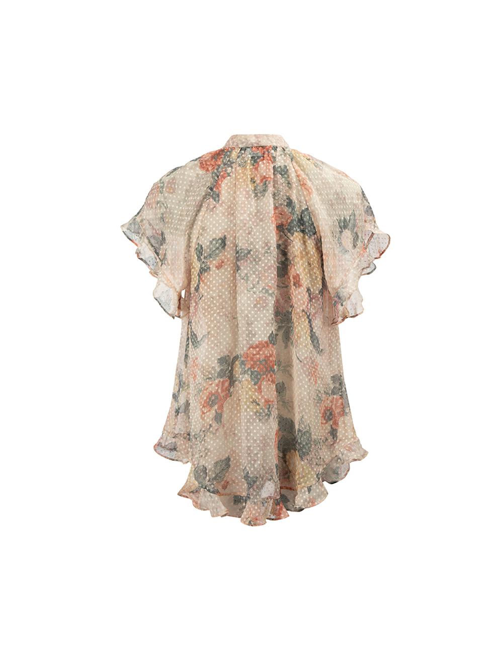 Zimmermann Women's Floral Print Short Sleeve Blouse In Good Condition In London, GB