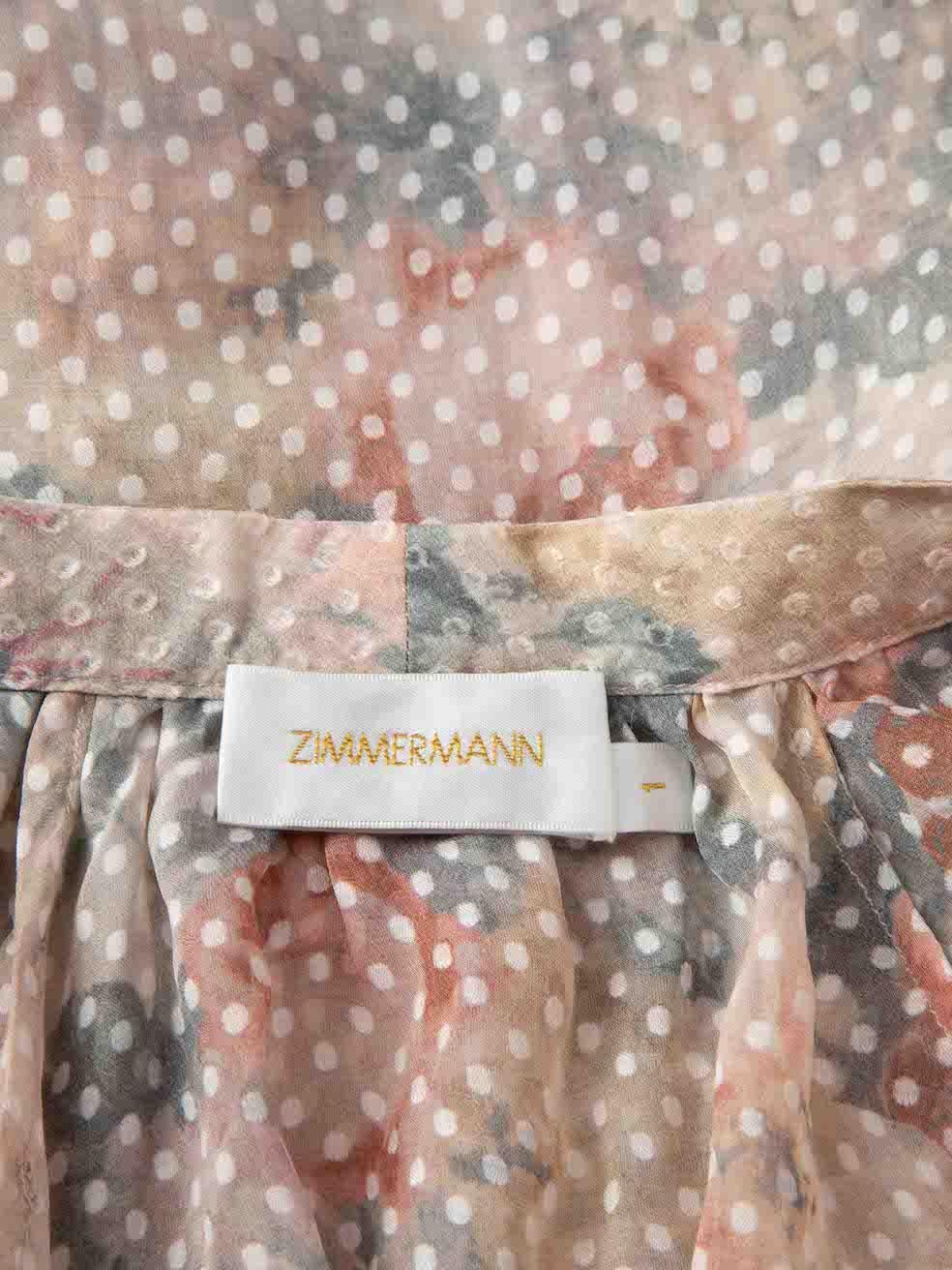 Zimmermann Women's Floral Print Short Sleeve Blouse 2