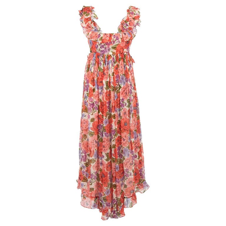 Zimmermann Women's Pink Floral Print Midi Dress For Sale at 1stDibs