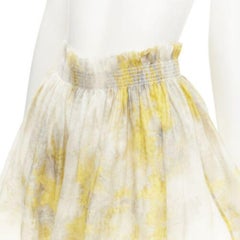 ZIMMERMANN yellow linen silk floral print high waist puffy flared skirt Sz.0 XS