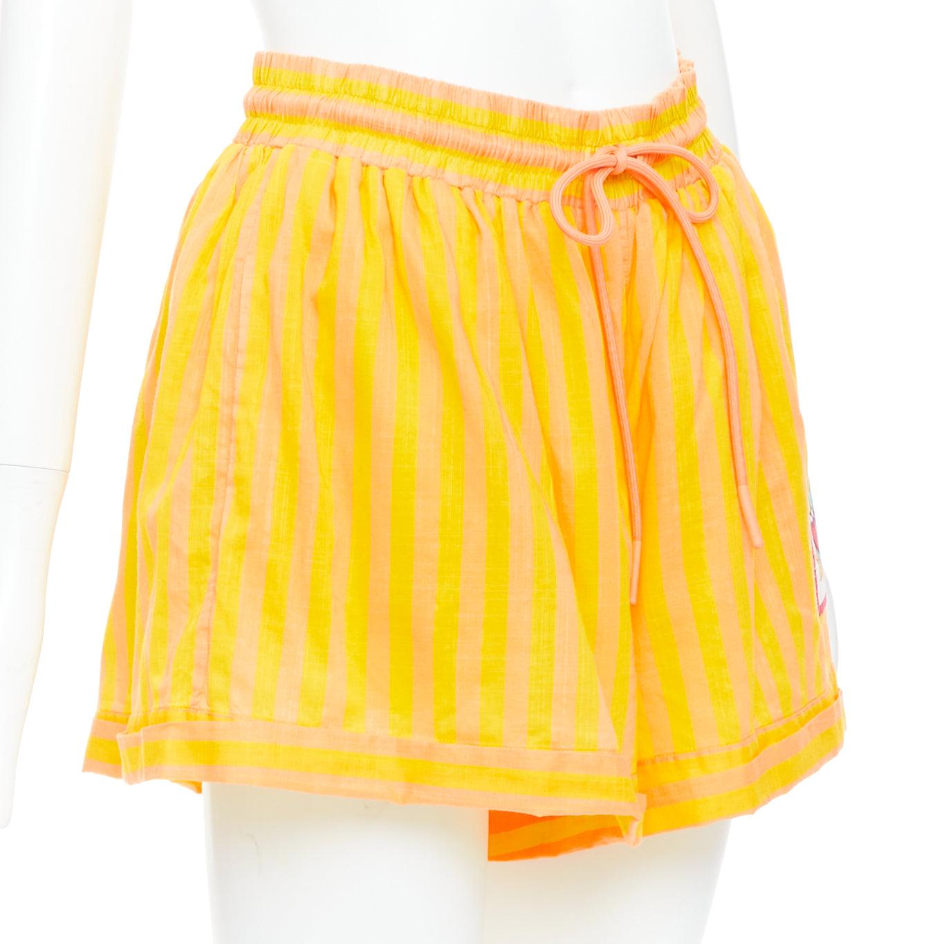 ZIMMERMANN gelb-orange gestreifte Logo-Boxershorts aus Baumwoll-Voile US0 XS (Orange) im Angebot