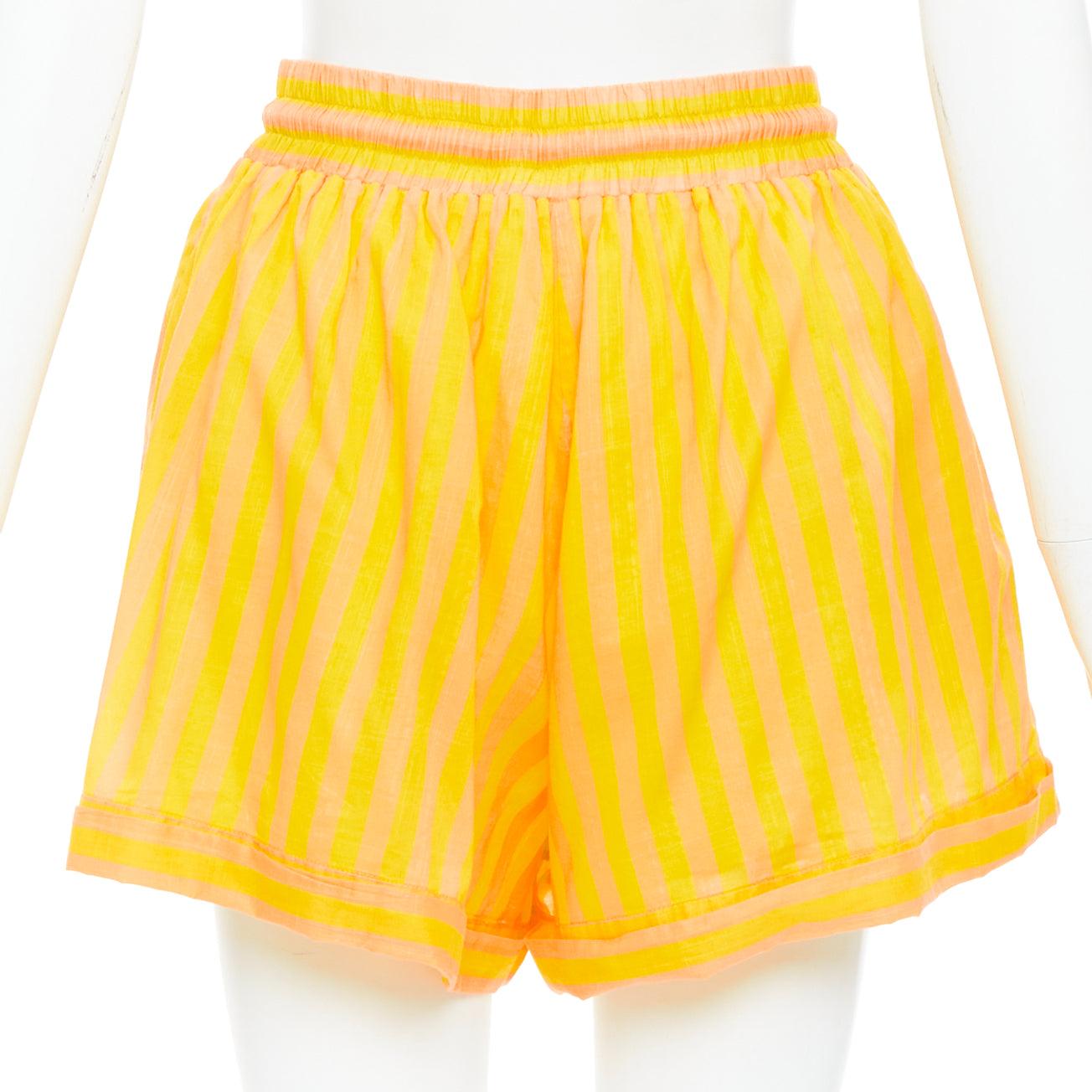 ZIMMERMANN gelb-orange gestreifte Logo-Boxershorts aus Baumwoll-Voile US0 XS Damen im Angebot