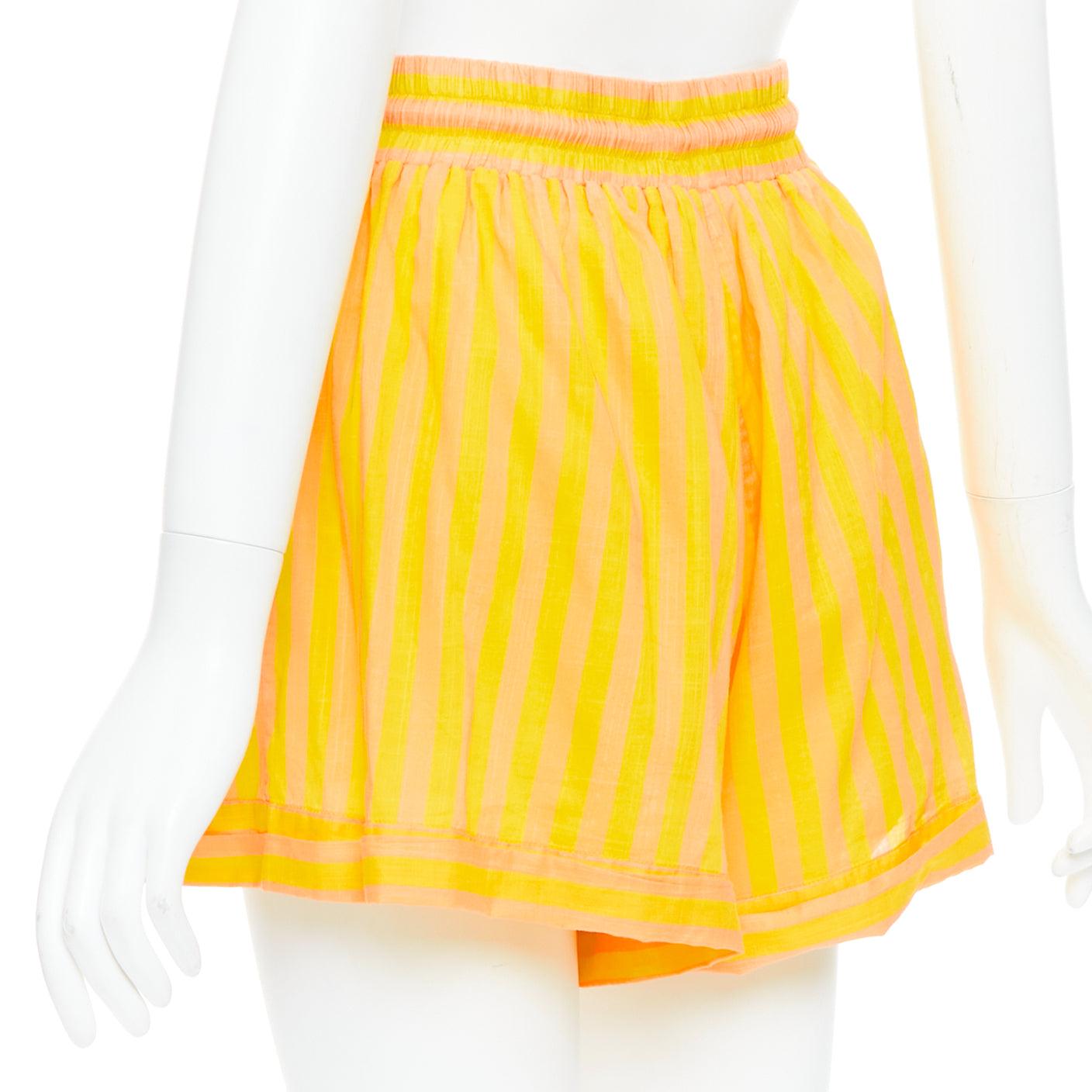 ZIMMERMANN gelb-orange gestreifte Logo-Boxershorts aus Baumwoll-Voile US0 XS im Angebot 1