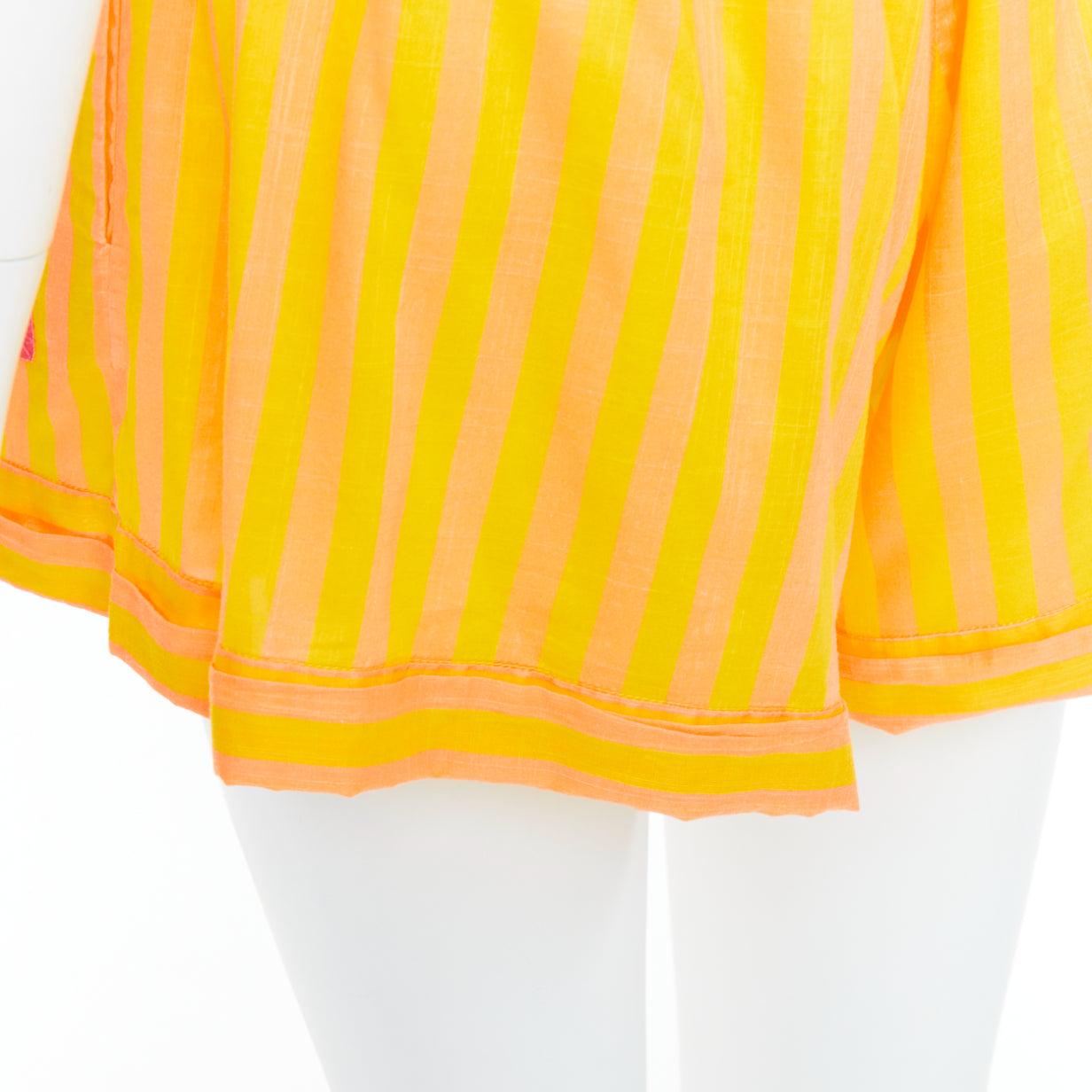 ZIMMERMANN gelb-orange gestreifte Logo-Boxershorts aus Baumwoll-Voile US0 XS im Angebot 2