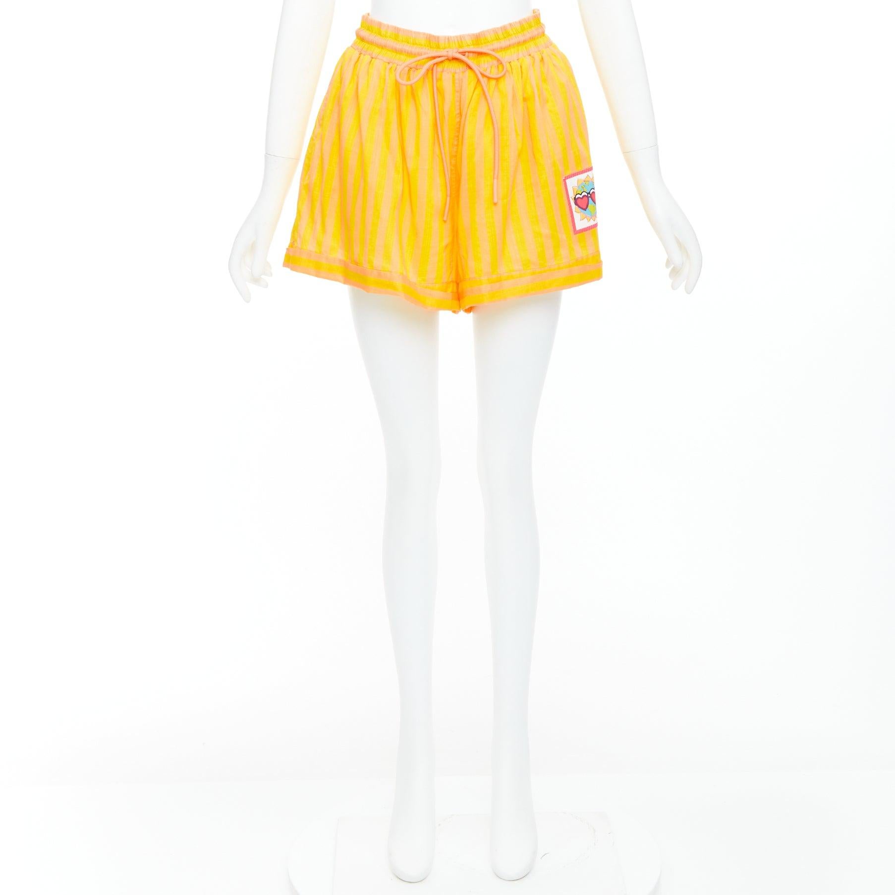 ZIMMERMANN gelb-orange gestreifte Logo-Boxershorts aus Baumwoll-Voile US0 XS im Angebot 4