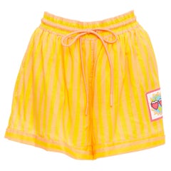 ZIMMERMANN yellow orange cotton voile striped logo boxer shorts US0 XS