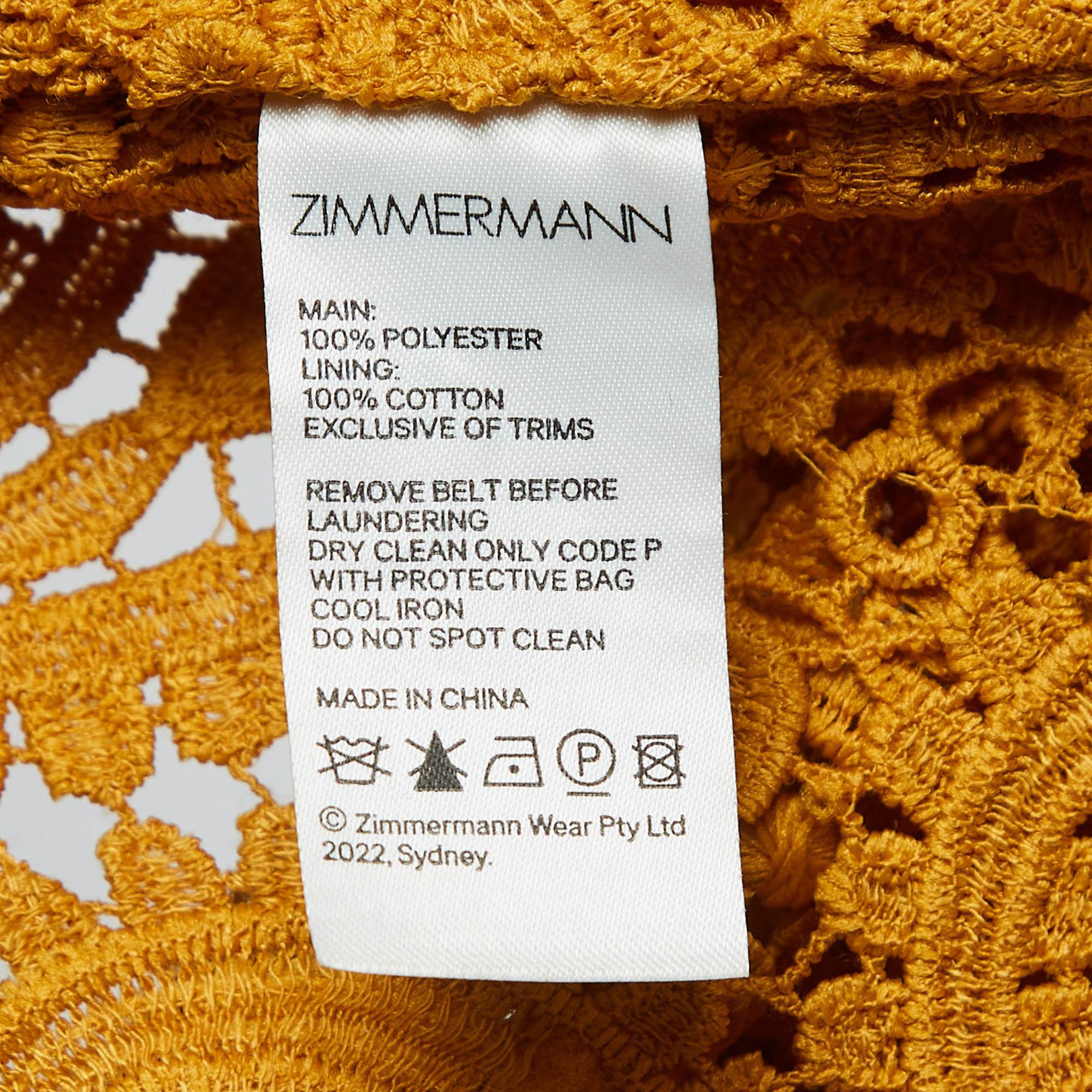Zimmermann Yellow Paisley Lace Anneke Mini Dress S In Excellent Condition For Sale In Dubai, Al Qouz 2