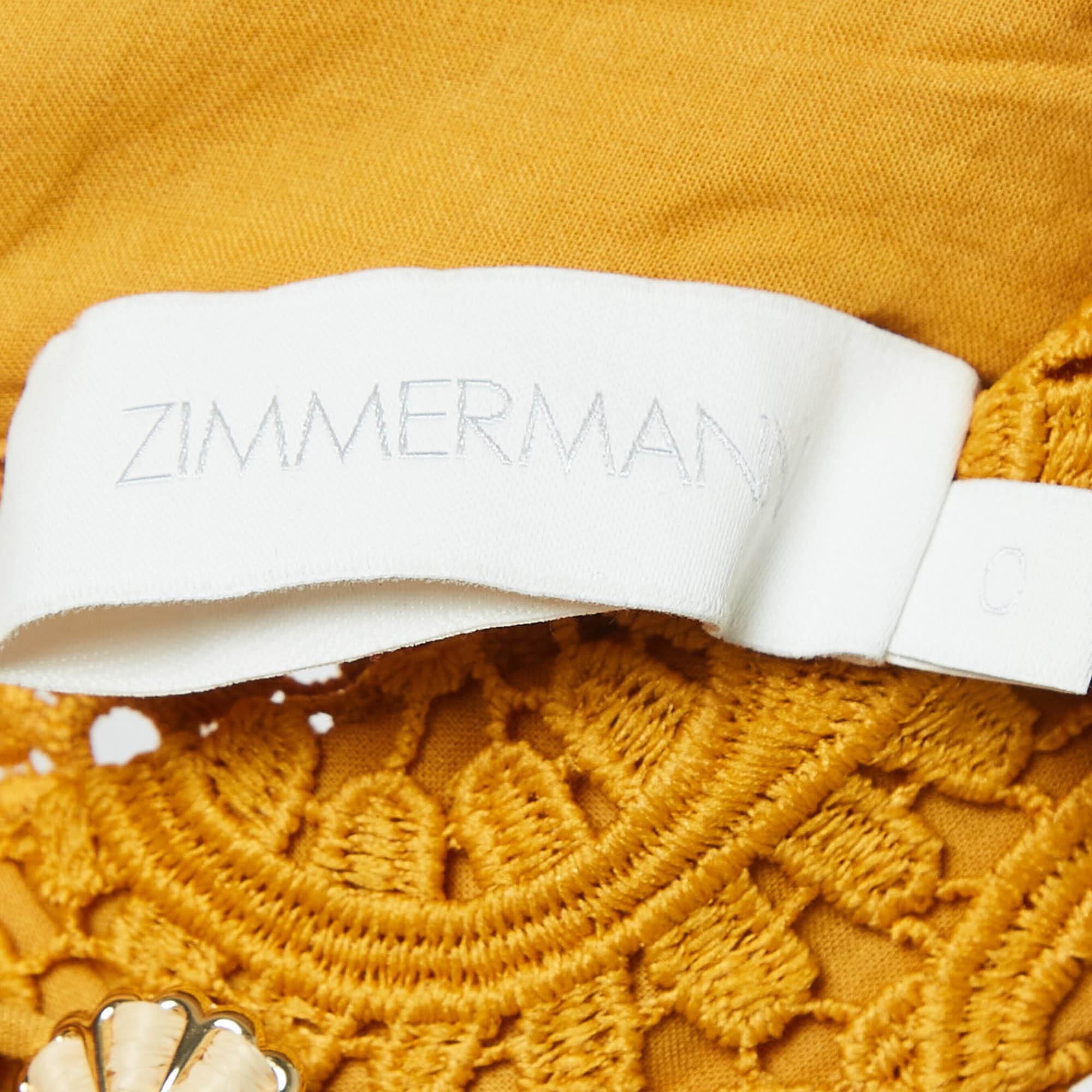 Women's Zimmermann Yellow Paisley Lace Anneke Mini Dress S For Sale