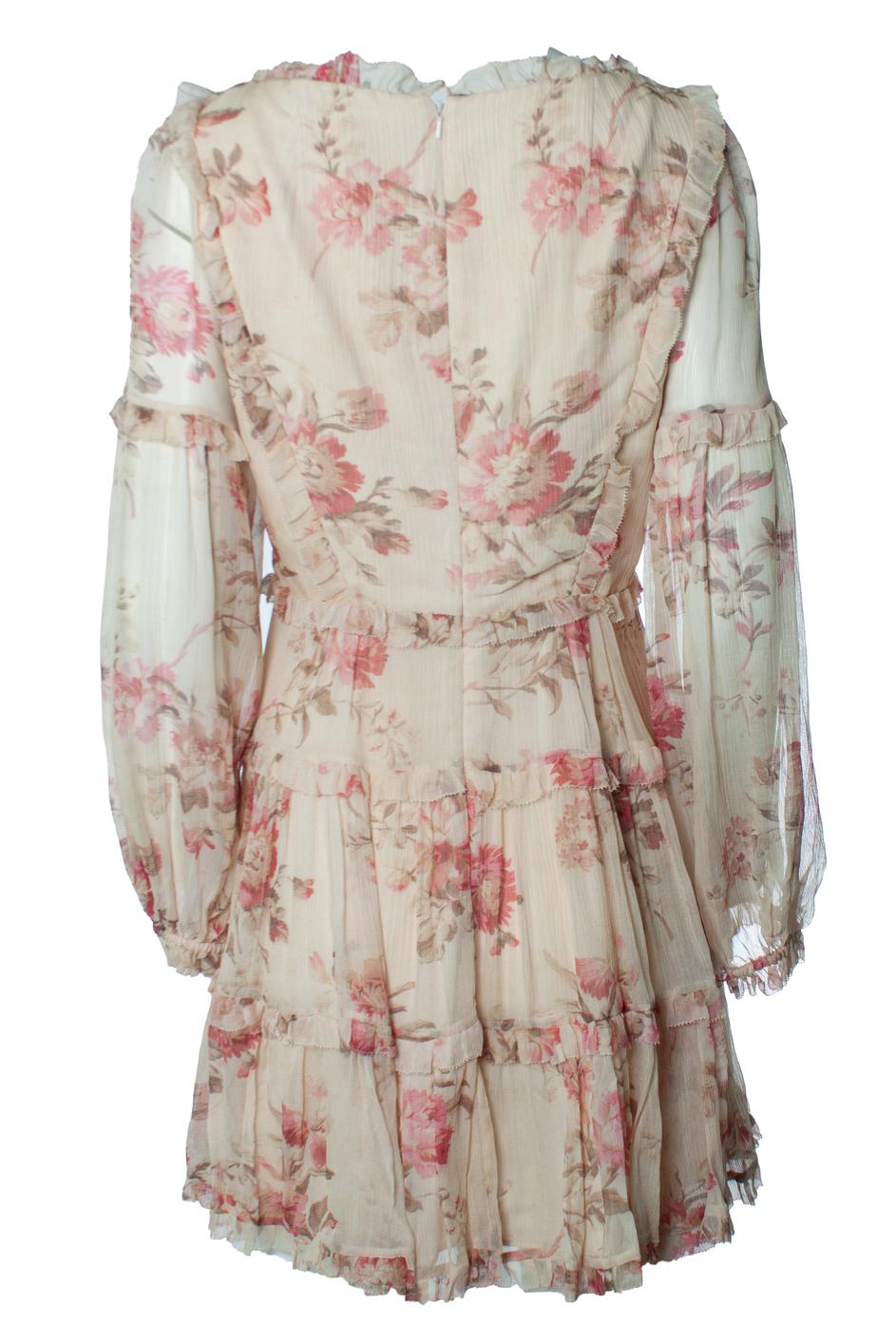 Beige Zimmermann, Yellow silk corsair corset frill mini dress