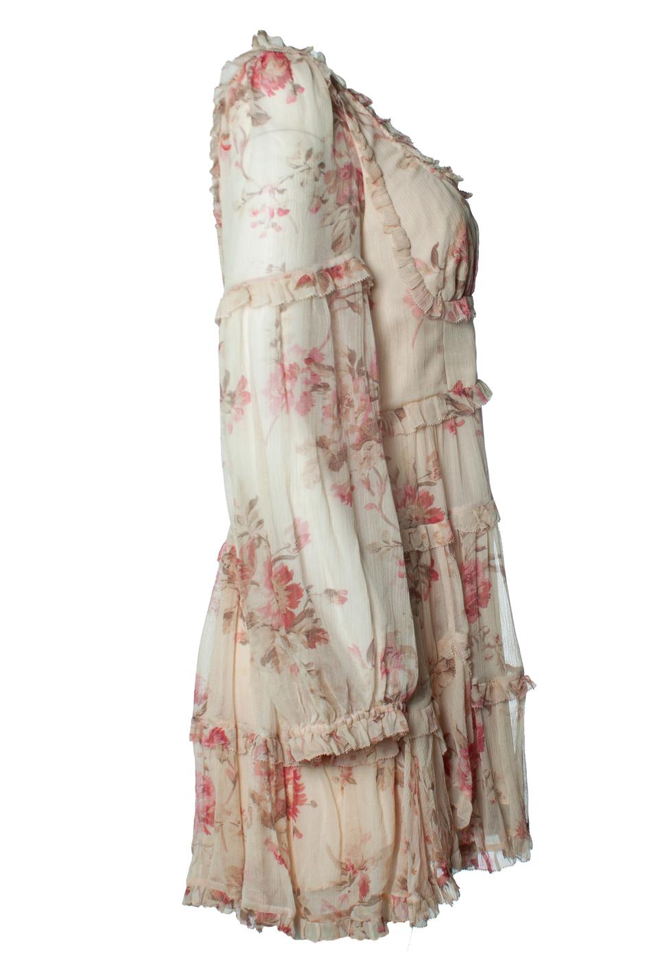 Zimmermann, Yellow silk corsair corset frill mini dress In New Condition In AMSTERDAM, NL