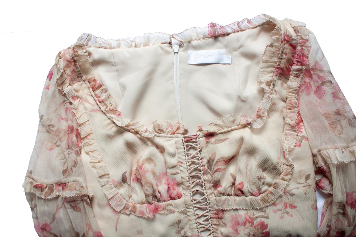 Zimmermann, Yellow silk corsair corset frill mini dress 1