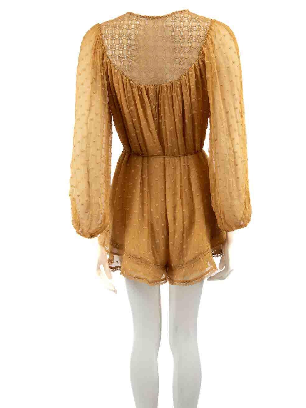 Zimmermann Yellow Silk Polkadot Panel Playsuit Size S In Good Condition For Sale In London, GB