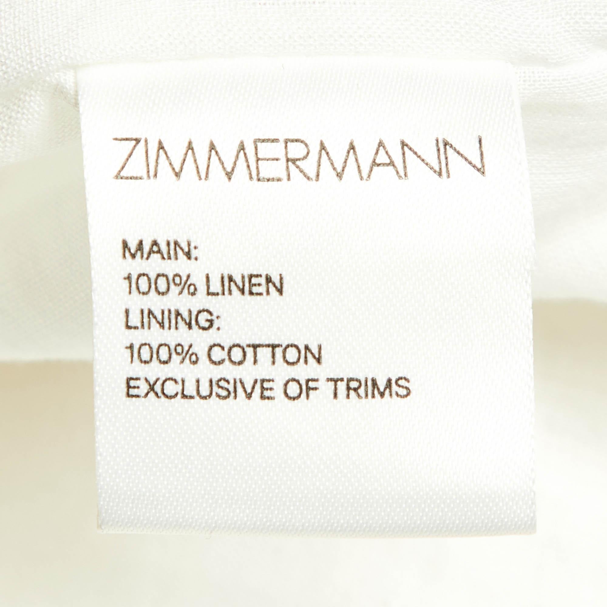 Zimmermann Yellow Stripe Print Linen Flared Midi Dress XS 1