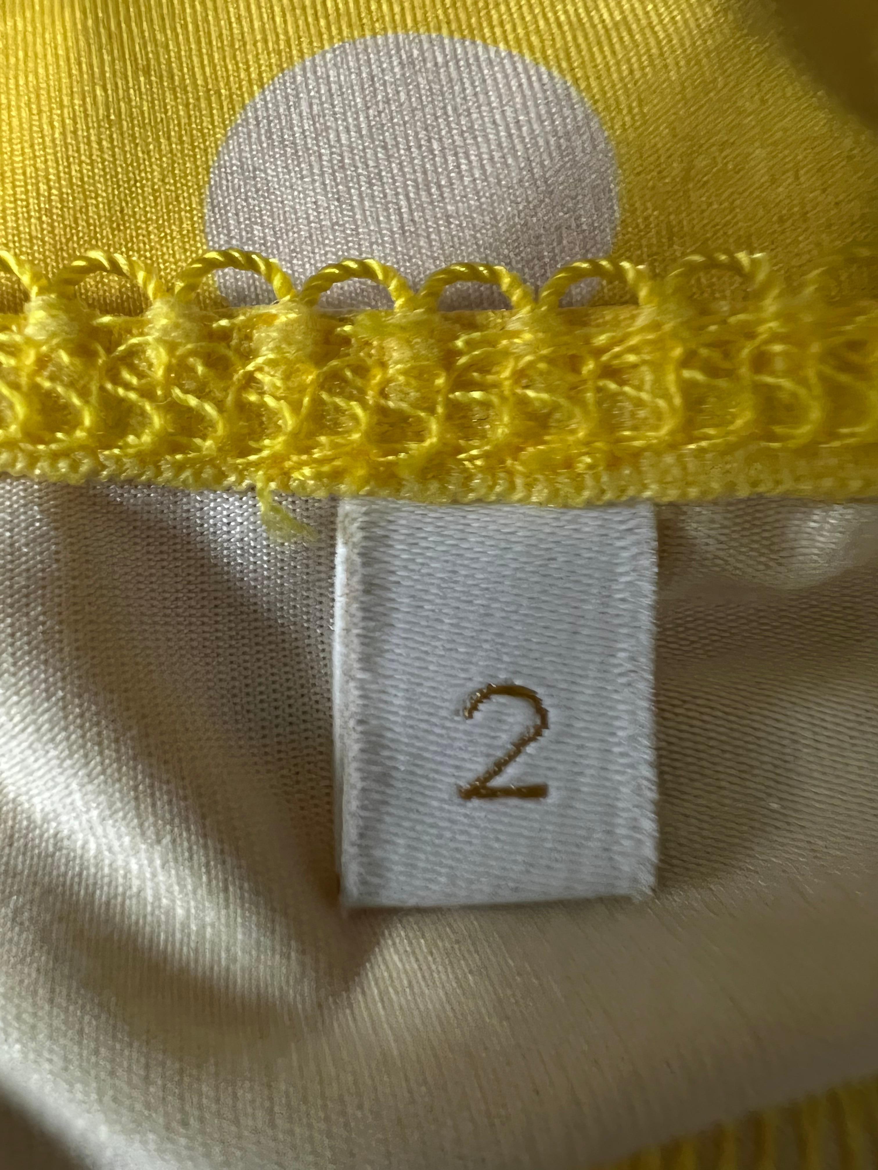 Zimmermann Yellow & White Silk Polka Dot Blouse Top, Size 2 For Sale 3