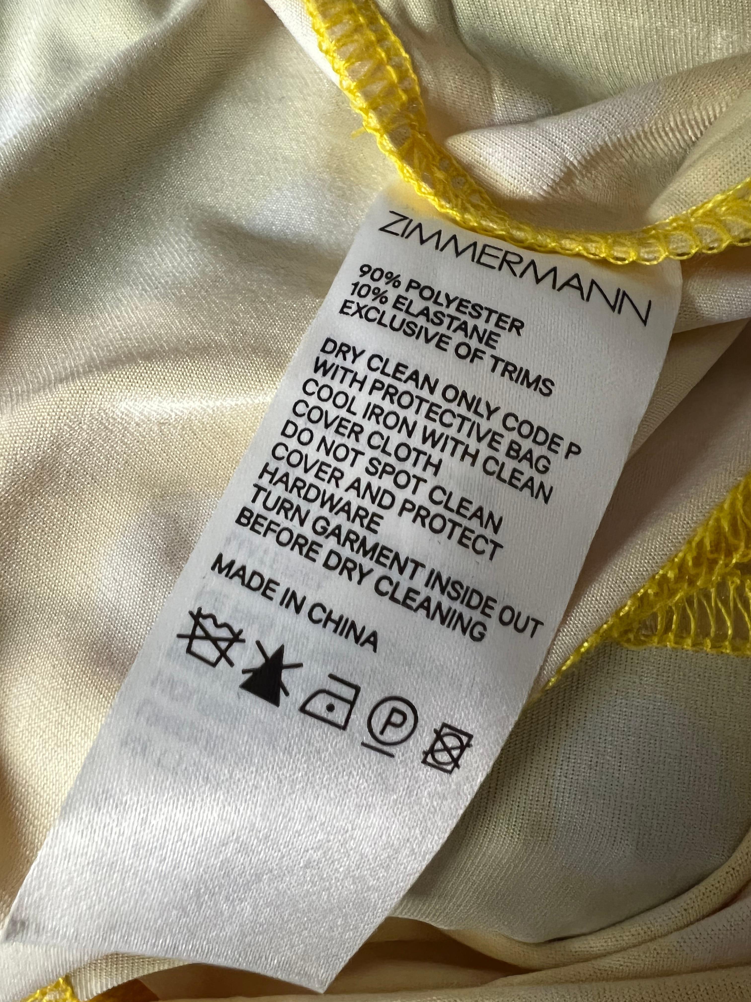 Zimmermann Yellow & White Silk Polka Dot Blouse Top, Size 2 For Sale 4