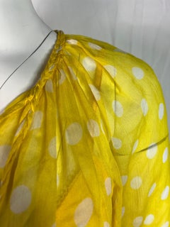 Zimmermann Yellow & White Silk Polka Dot Blouse Top, Size 2
