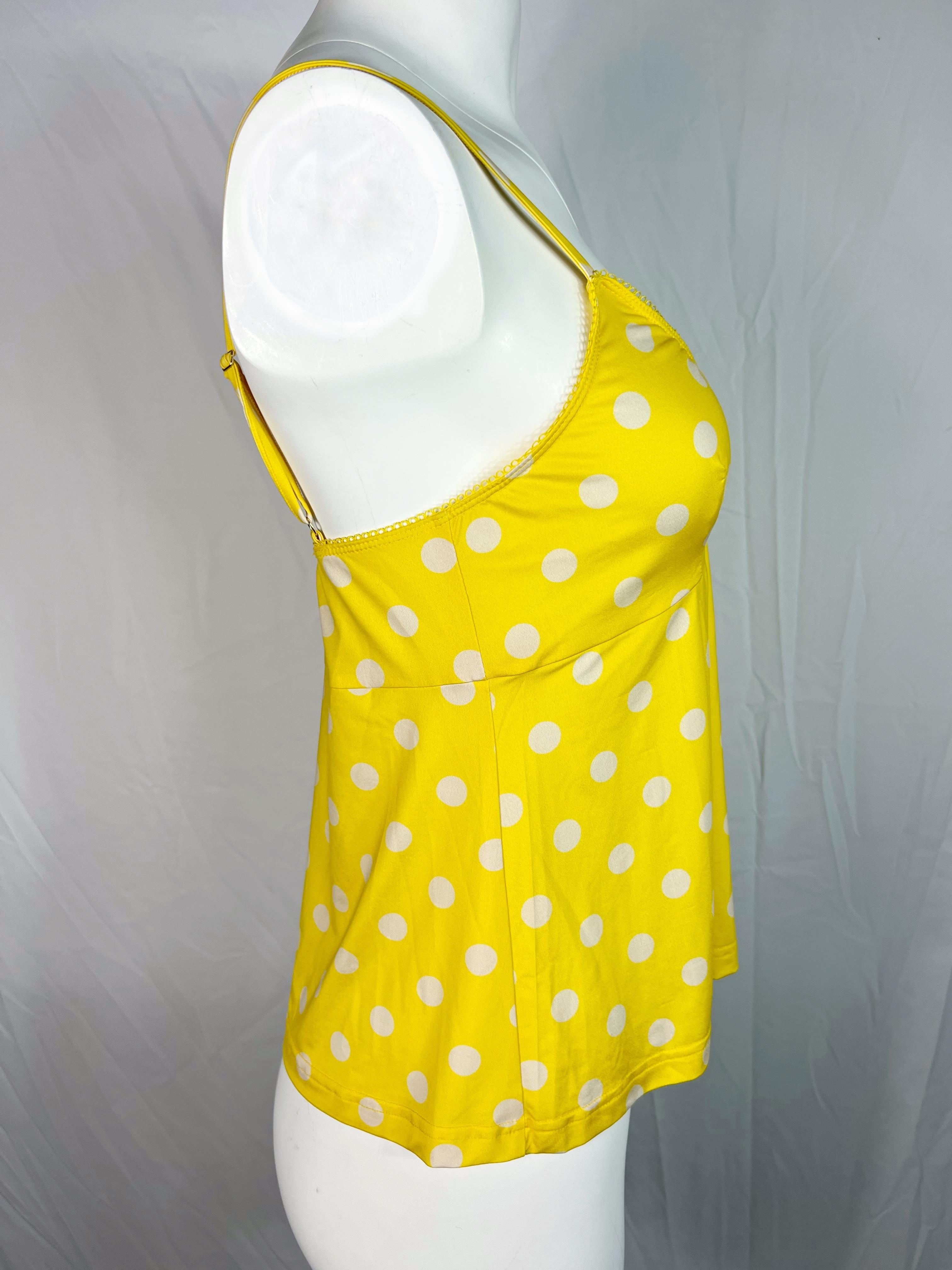 Zimmermann Yellow & White Silk Polka Dot Blouse Top, Size 2 For Sale 1