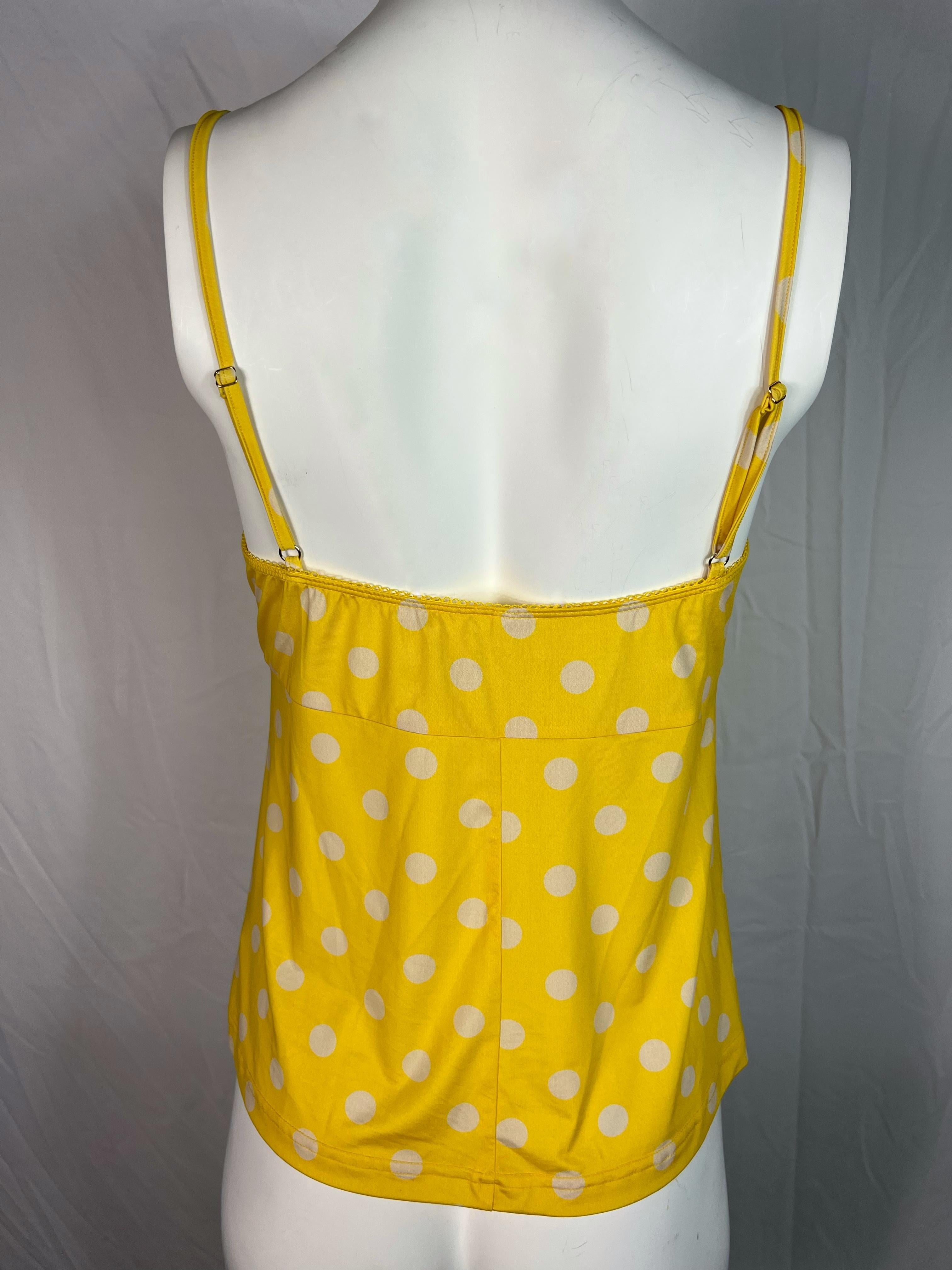 Zimmermann Yellow & White Silk Polka Dot Blouse Top, Size 2 For Sale 2