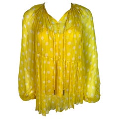 Zimmermann - Chemisier à pois en soie jaune et blanche, taille 2