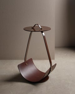 Zin Coffee Table in Dark Brown Vegetable Tanned Leather & Steel by UNIQKA