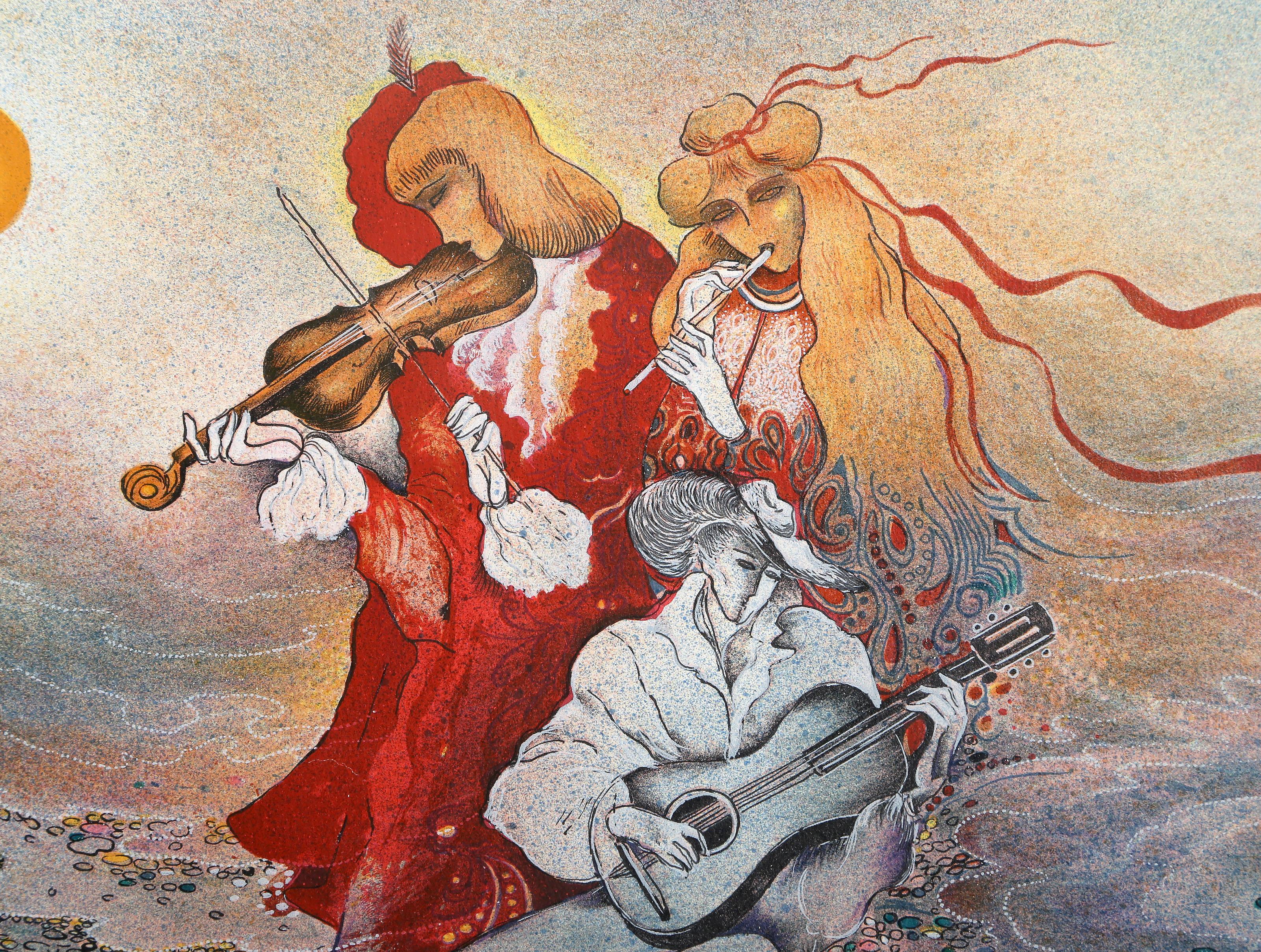 Trio, Surrealist Lithograph by Zina Rothman For Sale 1