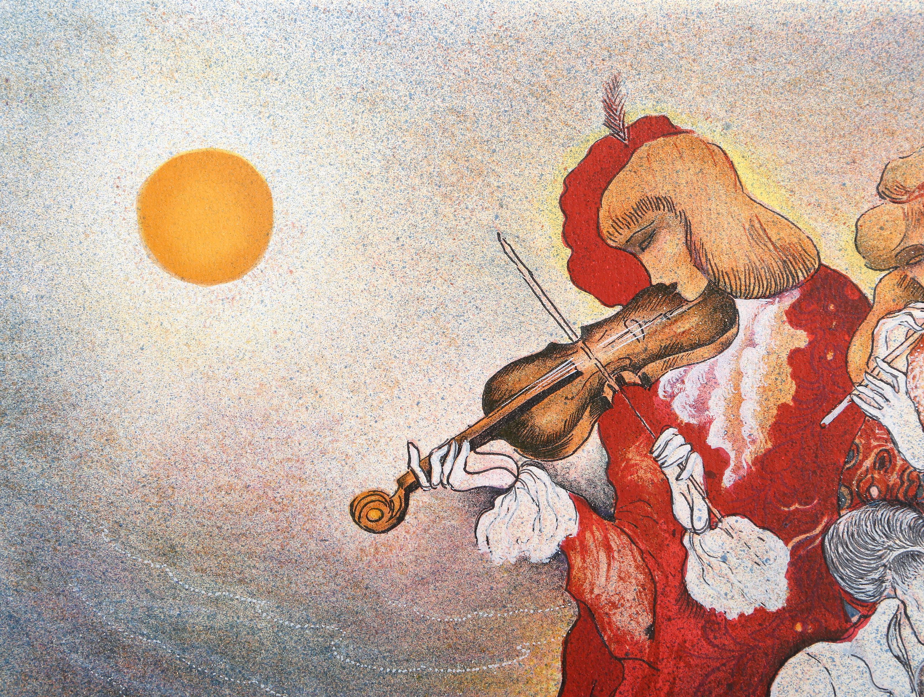 Trio, Surrealist Lithograph by Zina Rothman For Sale 2