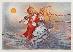 Trio, litografia surrealista di Zina Rothman