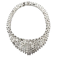 Zina Sterling Silver Brickwork Link and Ball Statement Necklace