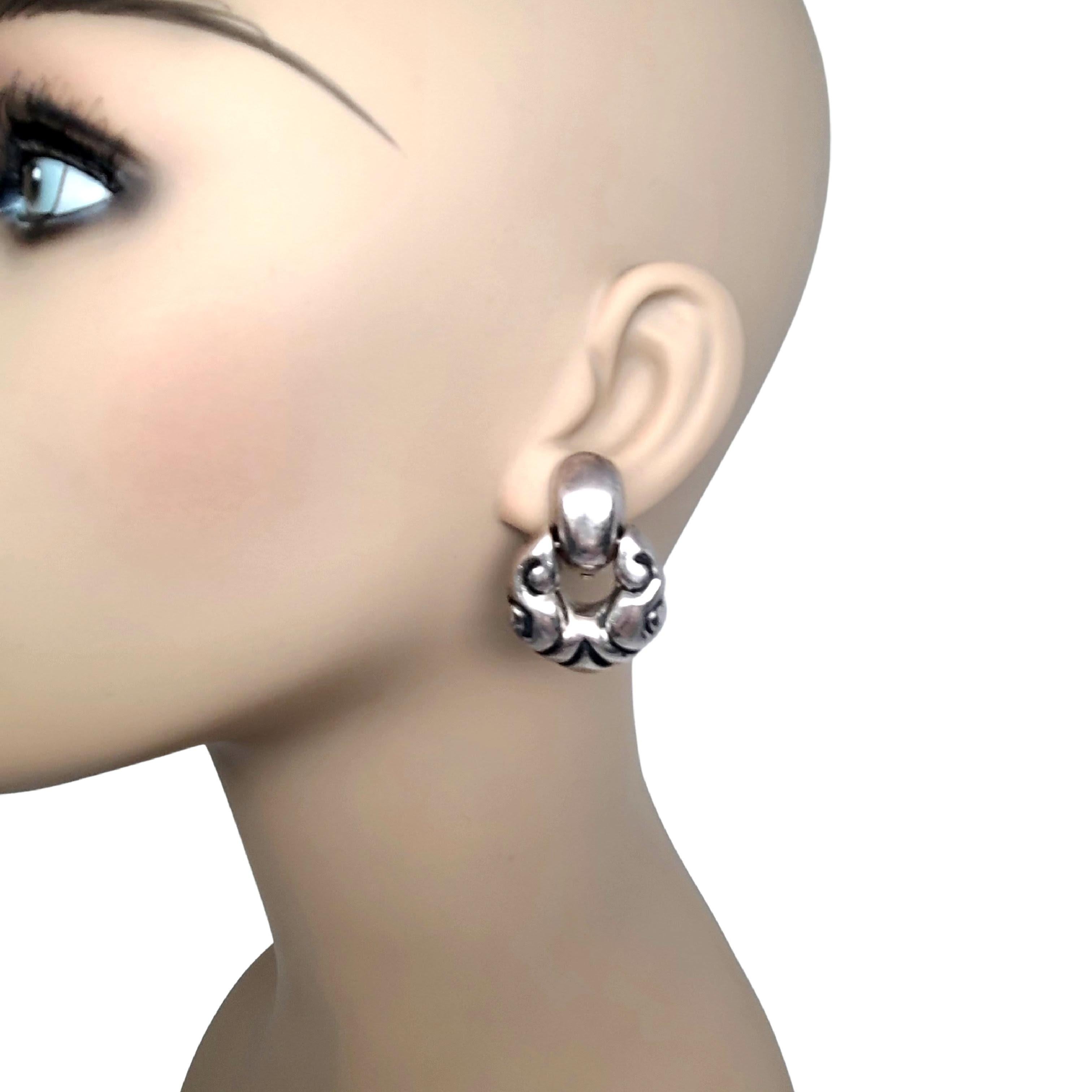 Women's Zina Sterling Silver Clip-On Door Knocker Earrings For Sale