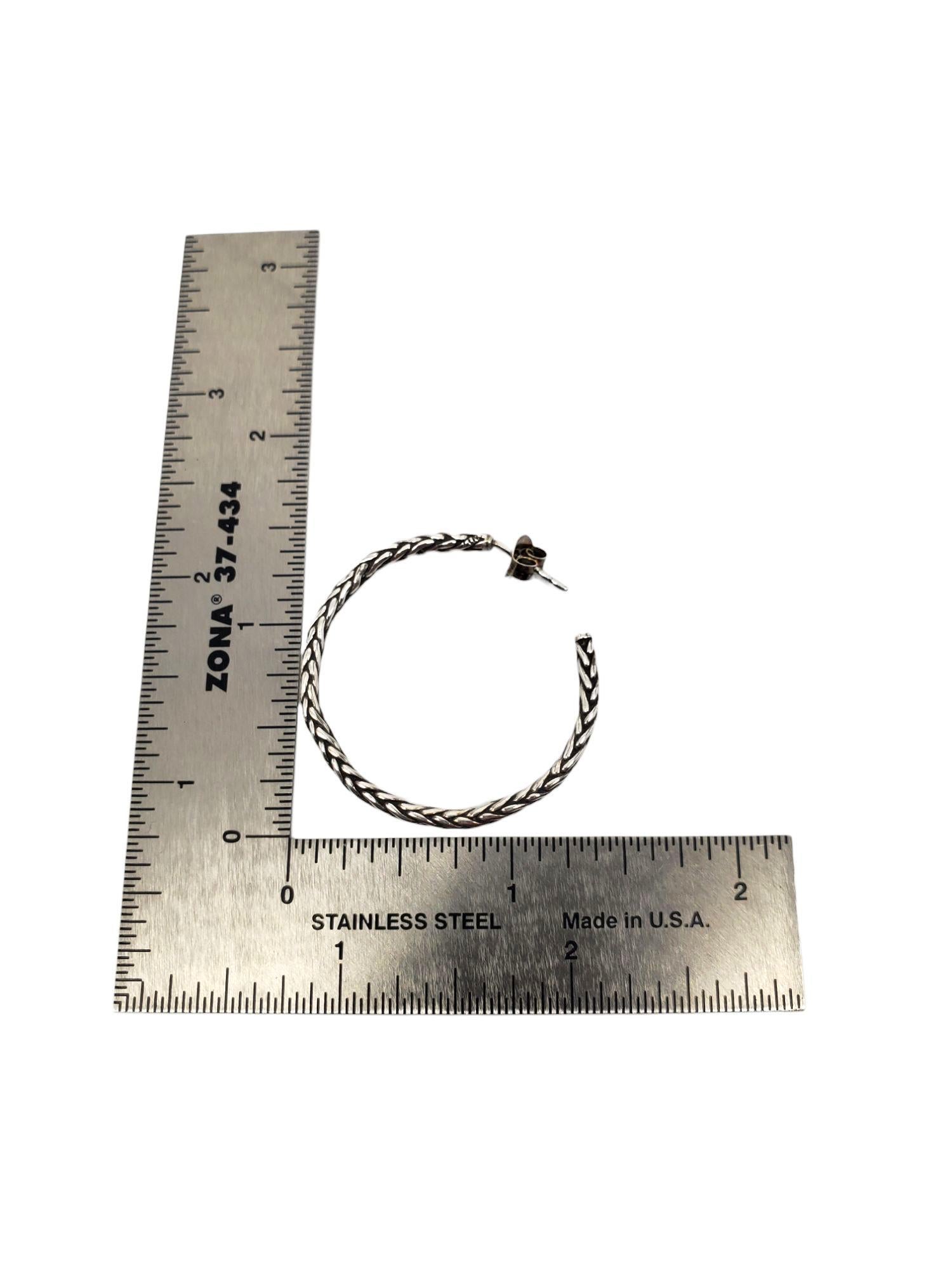 Pendientes de aro trenzados de plata de ley Zina #21612 en venta 1