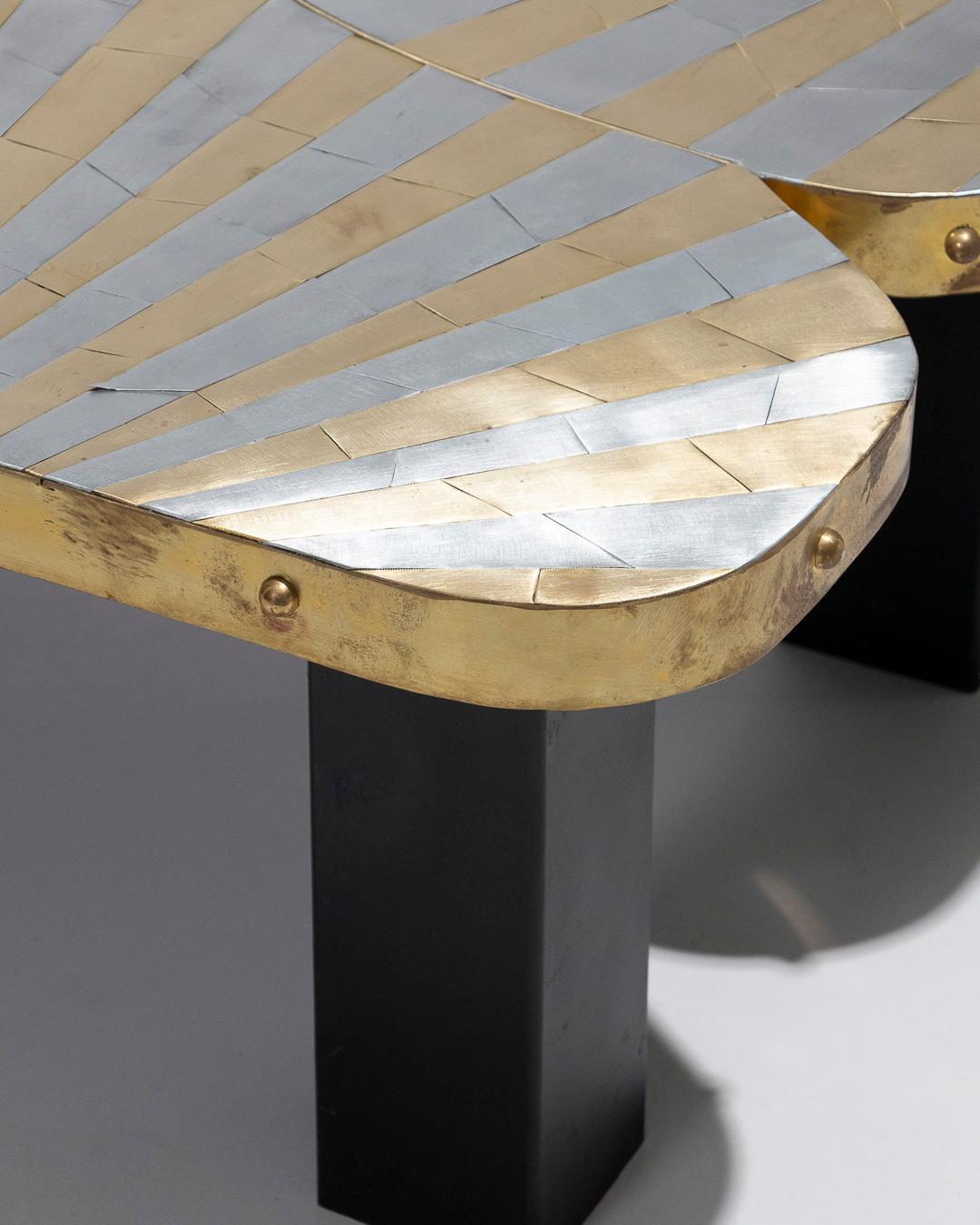 Zinc and brass coffee table, 1990s For Sale 5