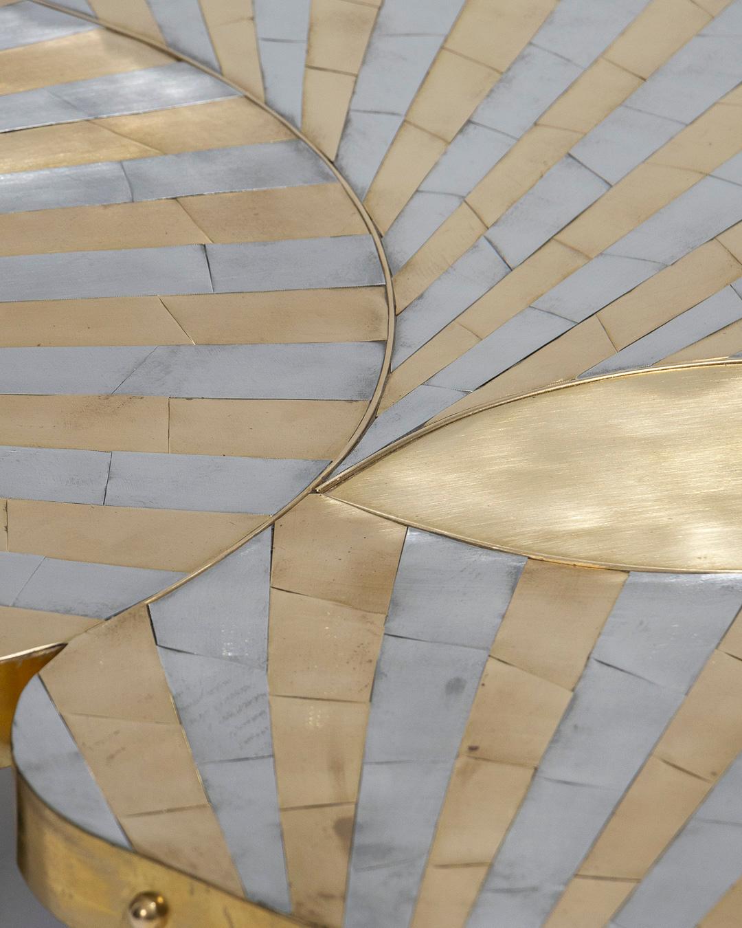 Zinc and brass coffee table, 1990s For Sale 6