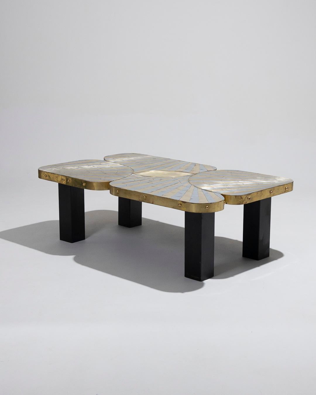 Zinc and brass coffee table, 1990s For Sale 1