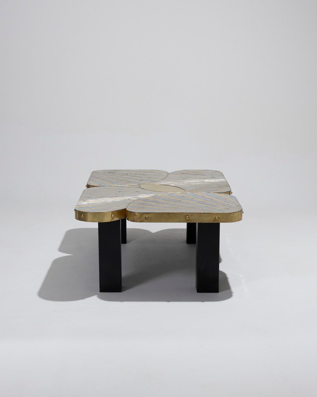 Zinc and brass coffee table, 1990s For Sale 2
