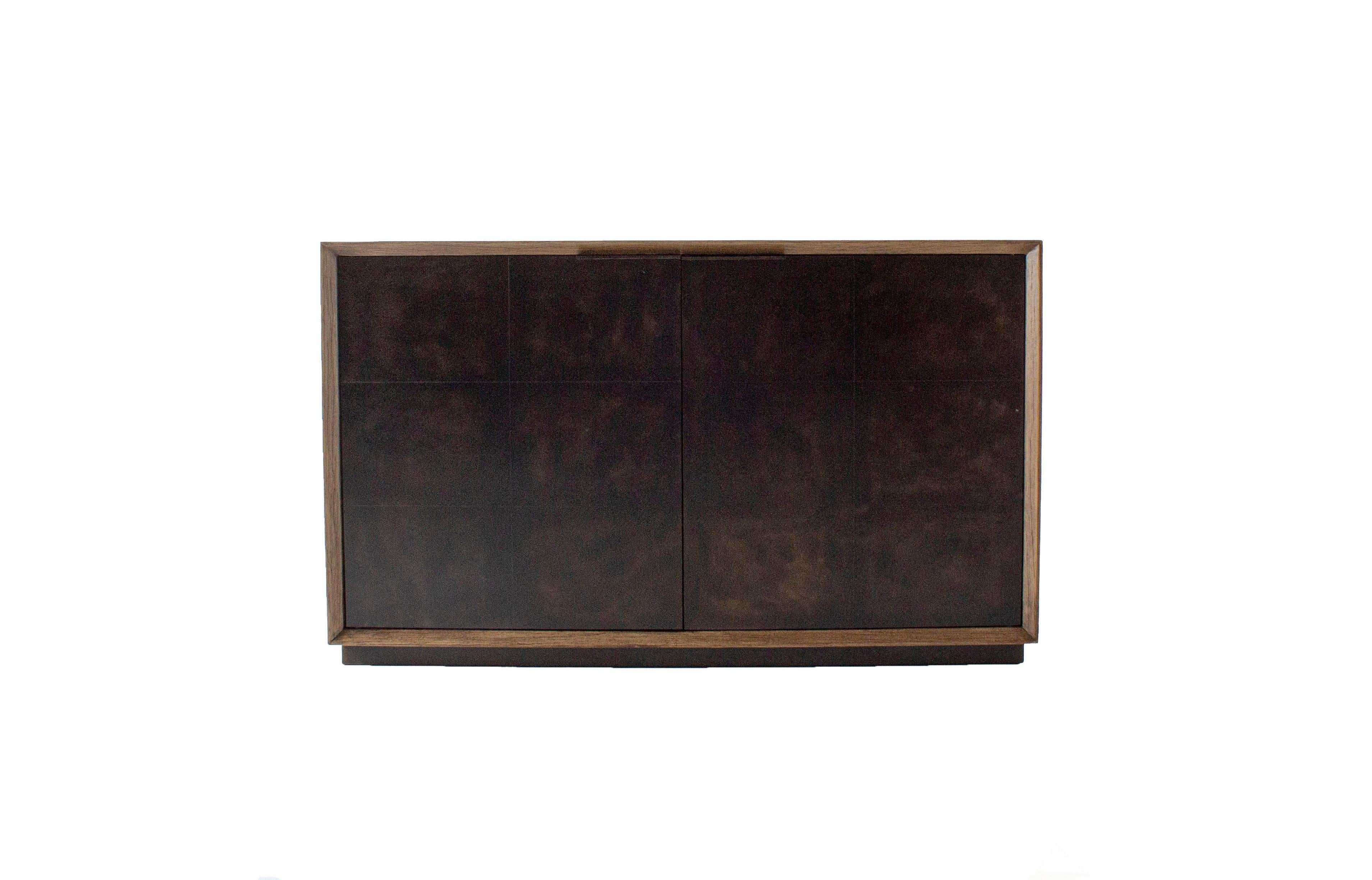 Industrial Modernist Inspired Two Door Cabinet For Sale