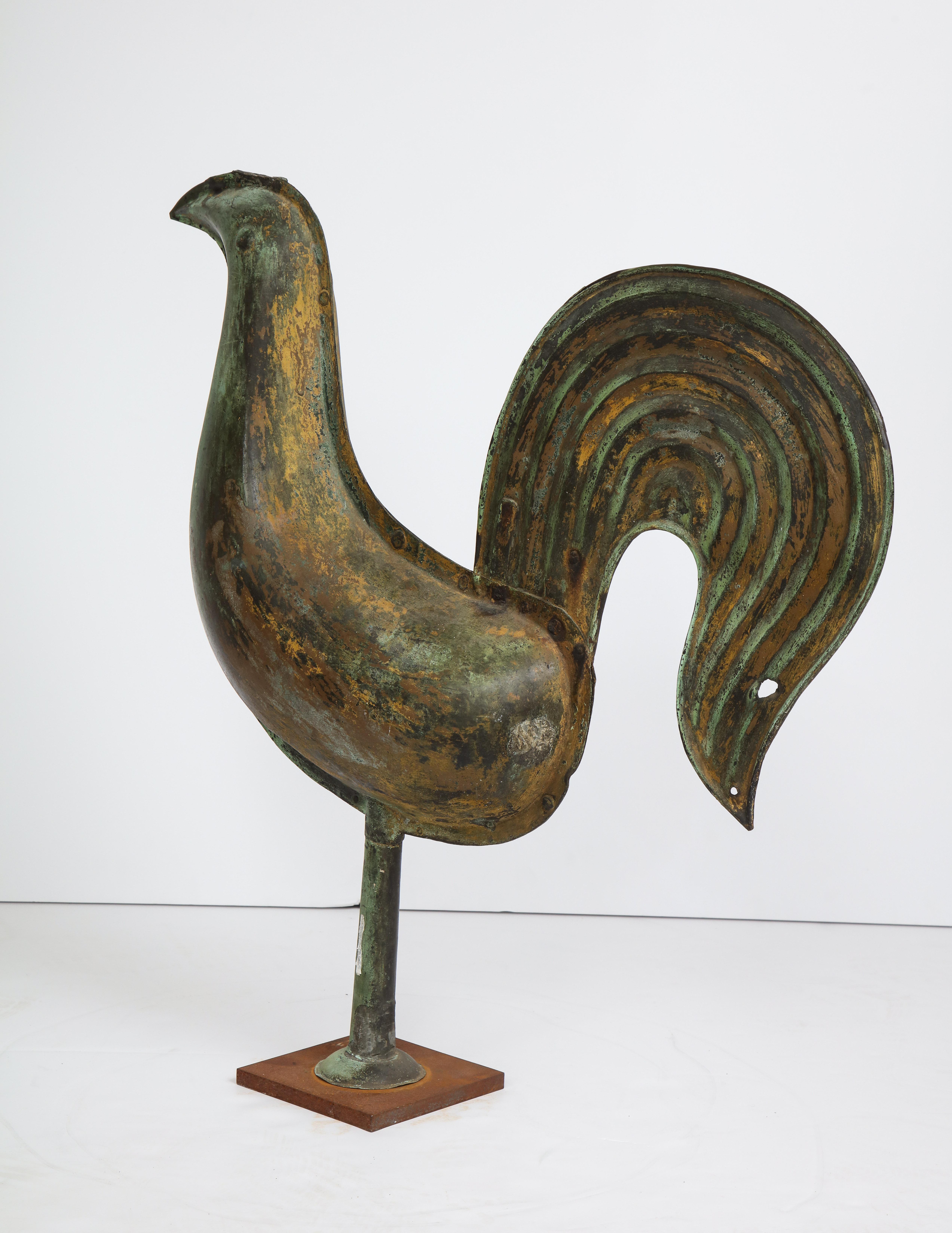 Mounted on contemporary base. Chantecleer is French for rooster and rooster weathervanes have been featured prominently throughout French history appearing on church steeples and towers for well over 1000 years.