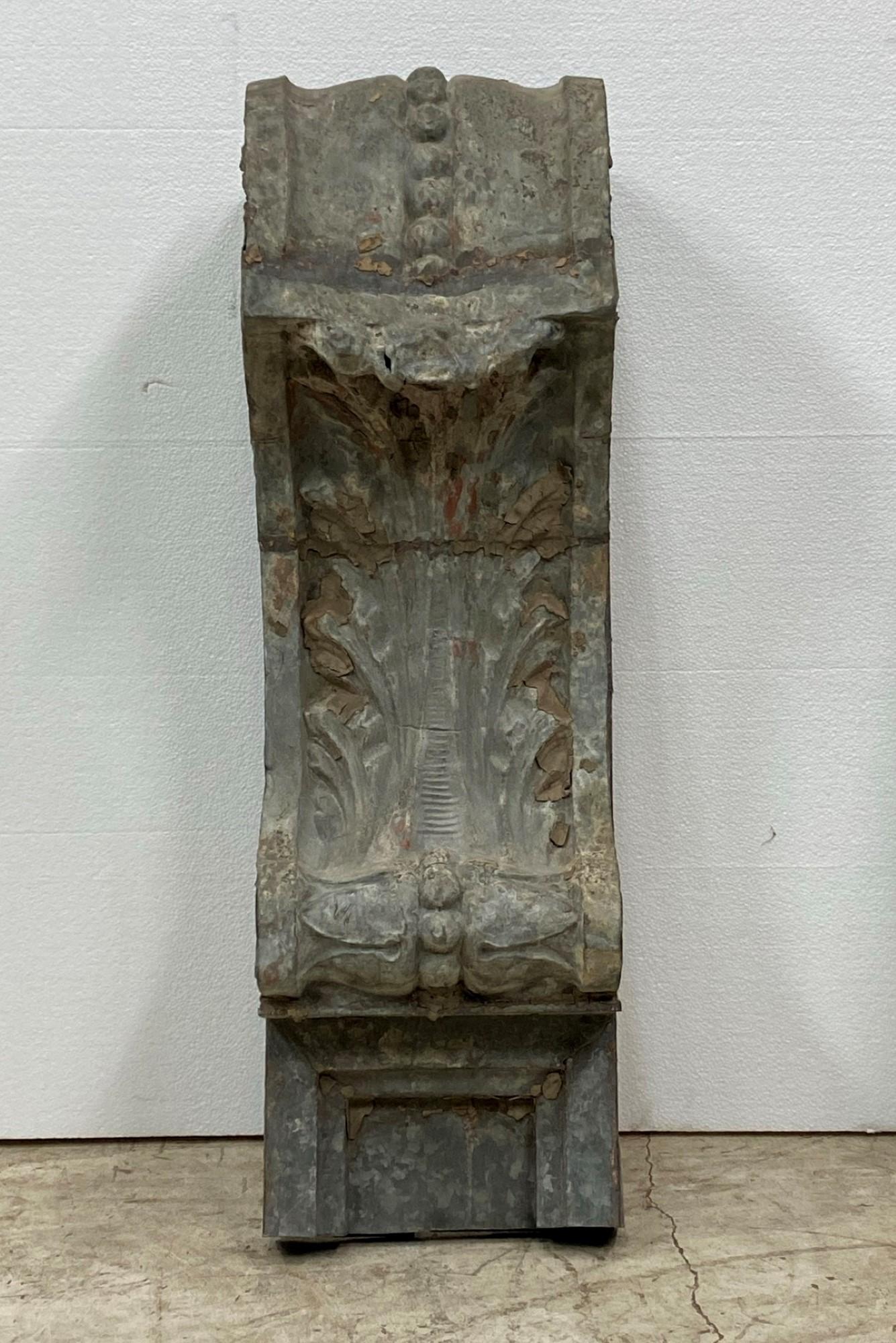 Zinc Corbel with Floral Design from Turn of the Century Building Facade 3