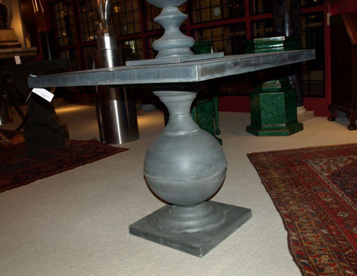 Zinc Covered Pedestal Table In Good Condition In Atlanta, GA