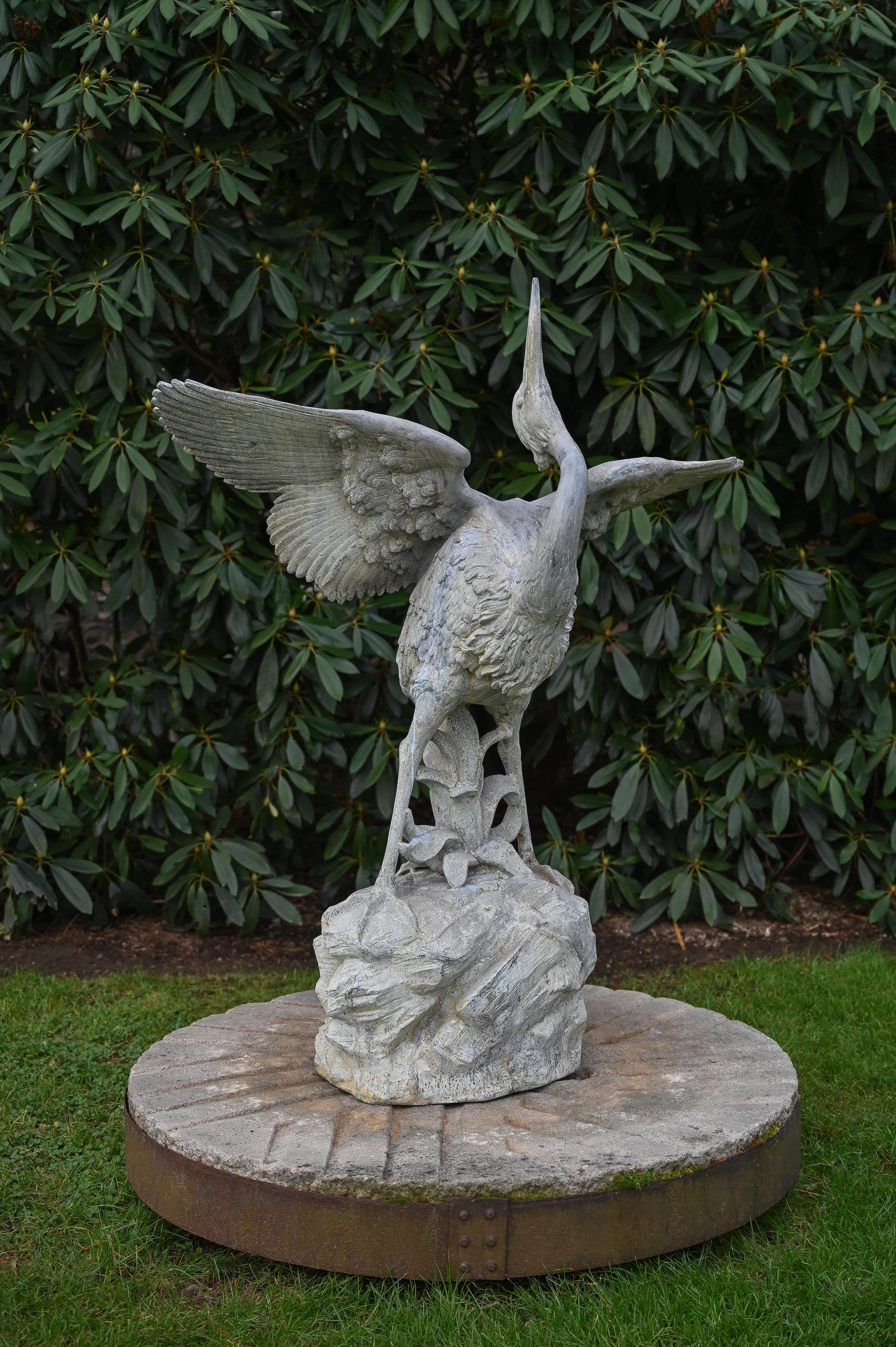 Aesthetic Movement Zinc Dancing Stork Fountain