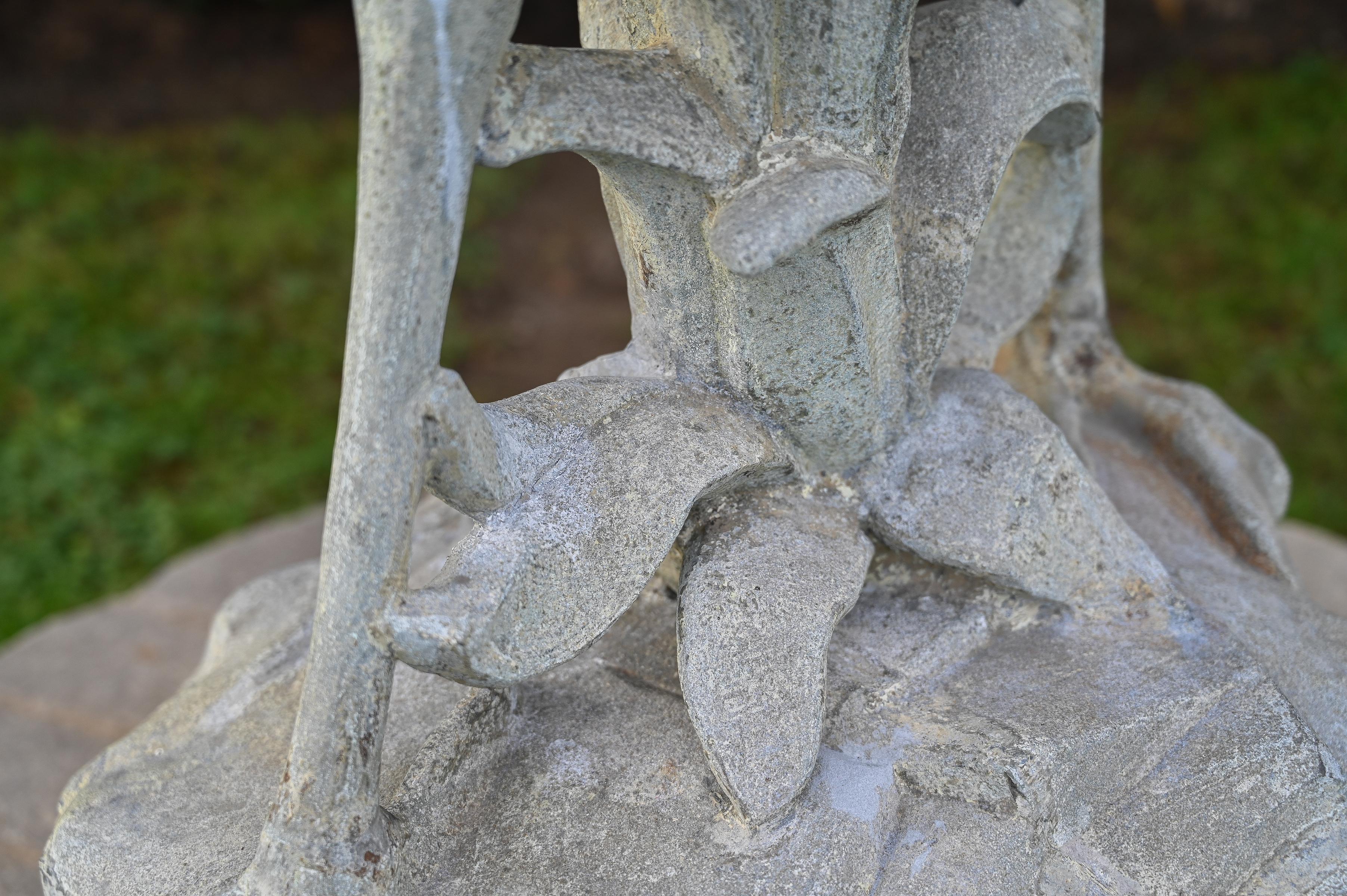 19th Century Zinc Dancing Stork Fountain