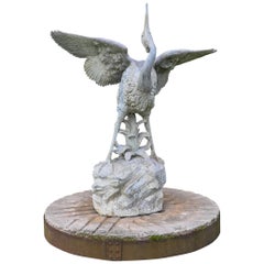 Antique Zinc Dancing Stork Fountain