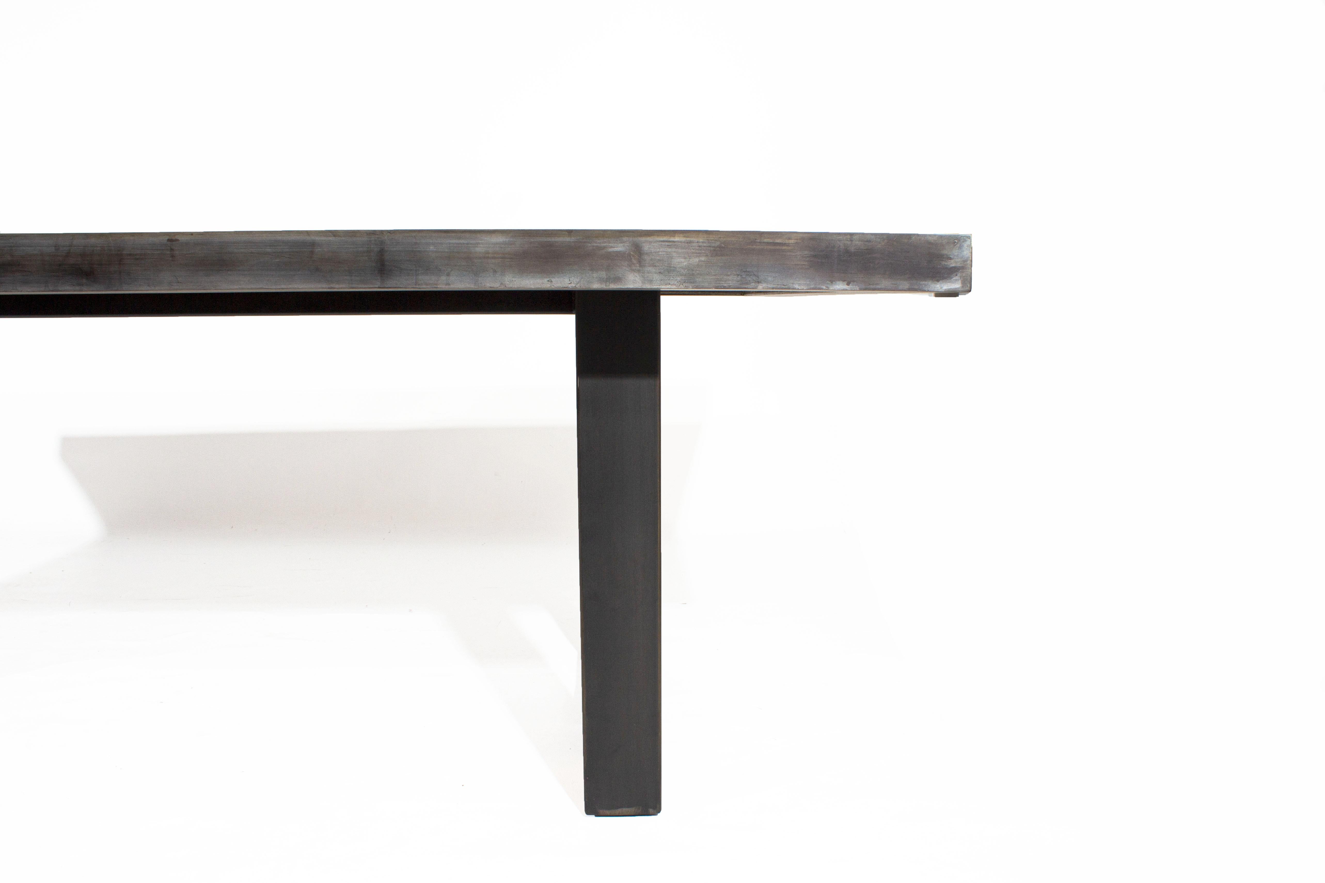 Zinc Dining Table with Black Bronze Finish In New Condition For Sale In Dallas, TX
