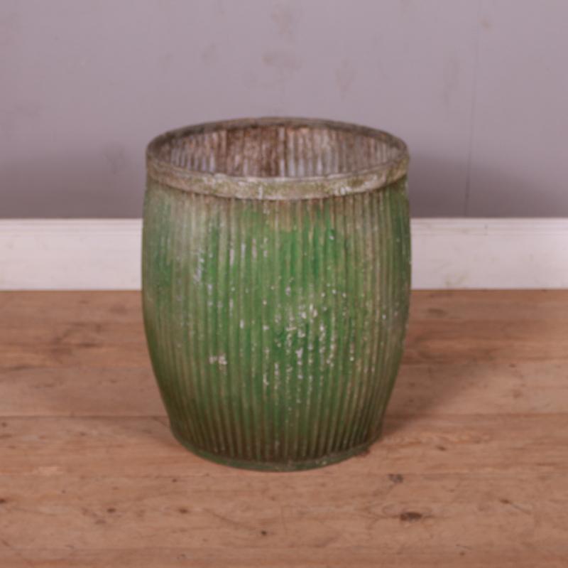 Early 20th century Zinc planter with gorgeous flaky green paint.