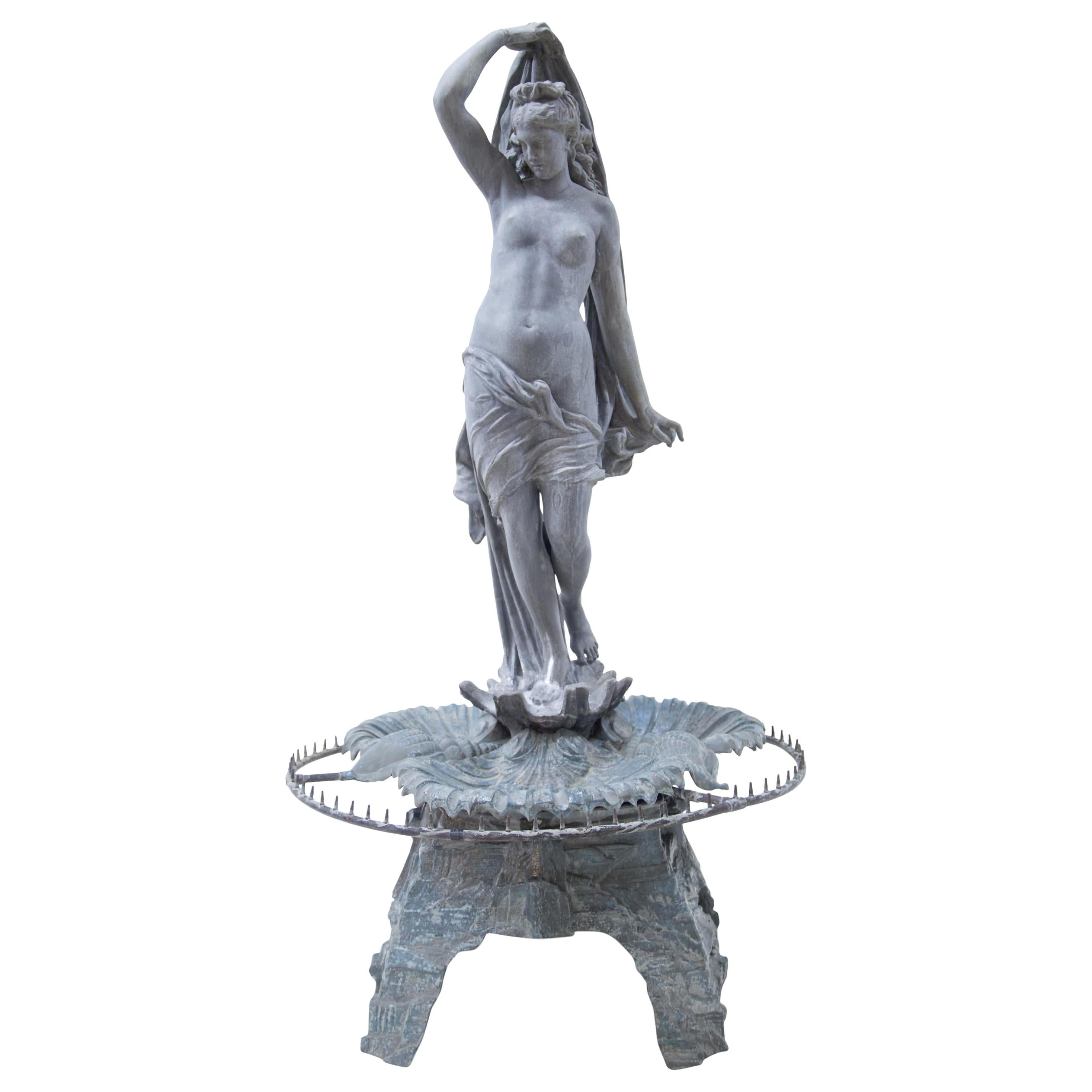 Zinc Fountain "Venus Rising from the Sea", J.L. Mott, New York, 1880 For Sale