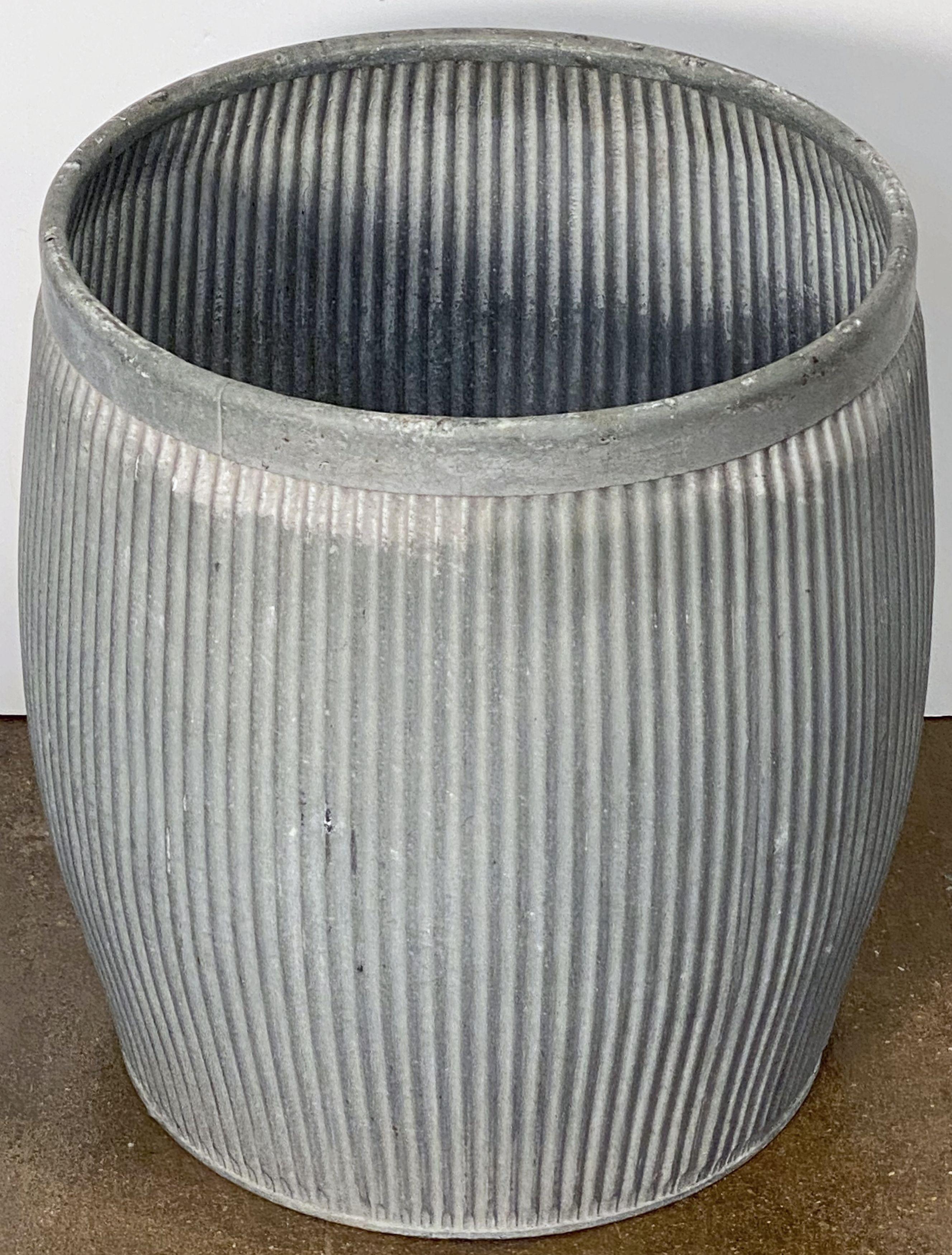 English Zinc Garden Pot or Dolly Tub Planter from England
