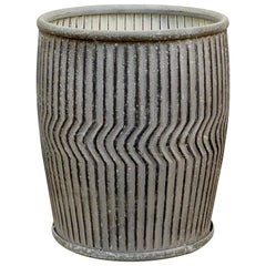 Zinc Garden Pot or Dolly Tub Planter from France (Height 18 3/4 x Diameter 16)