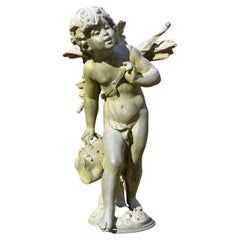 Sculpture de jardin en zinc représentant Cupidon par Auguste Moreau