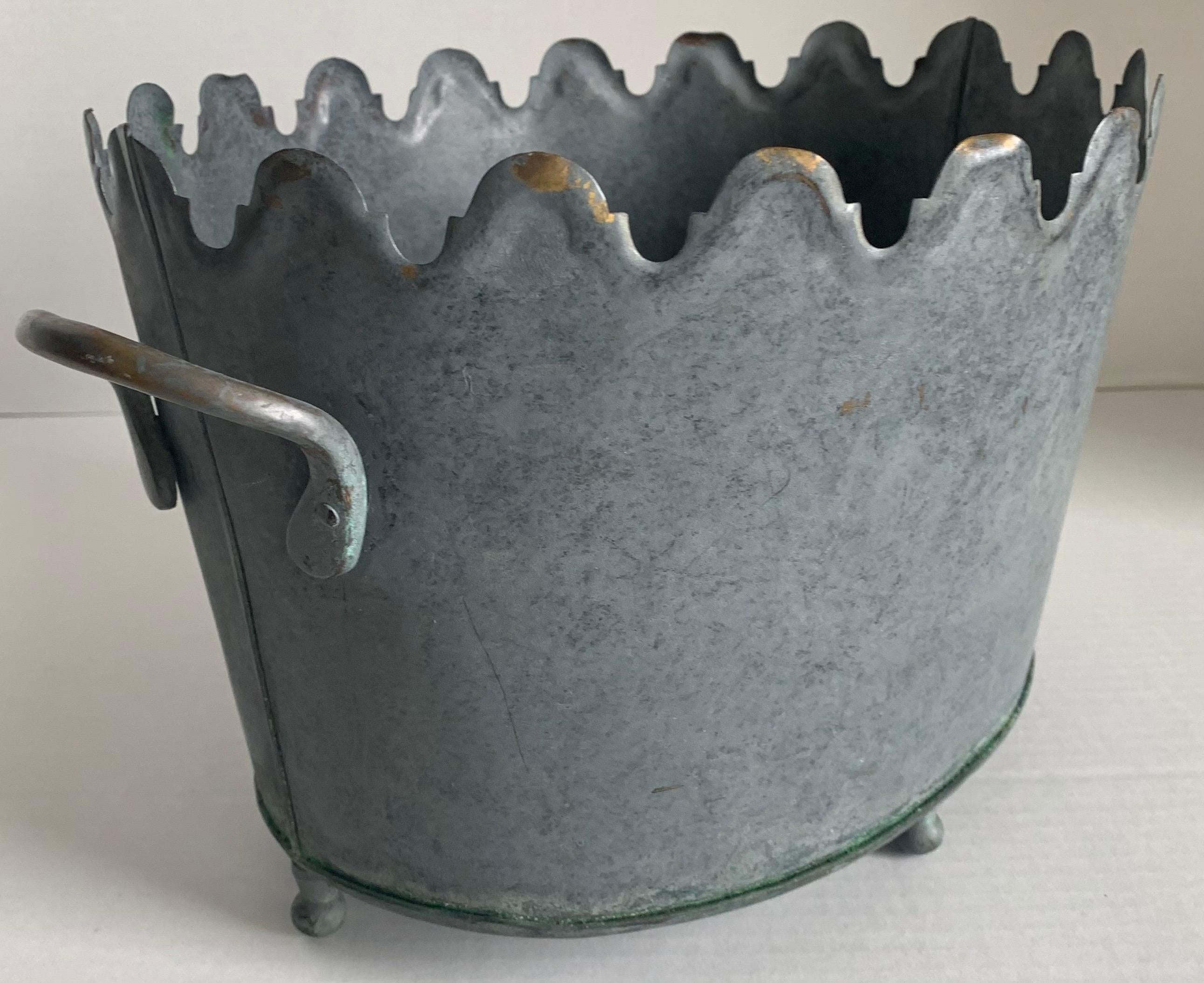 Industrial Zinc Metal Monteith or Cache Pot