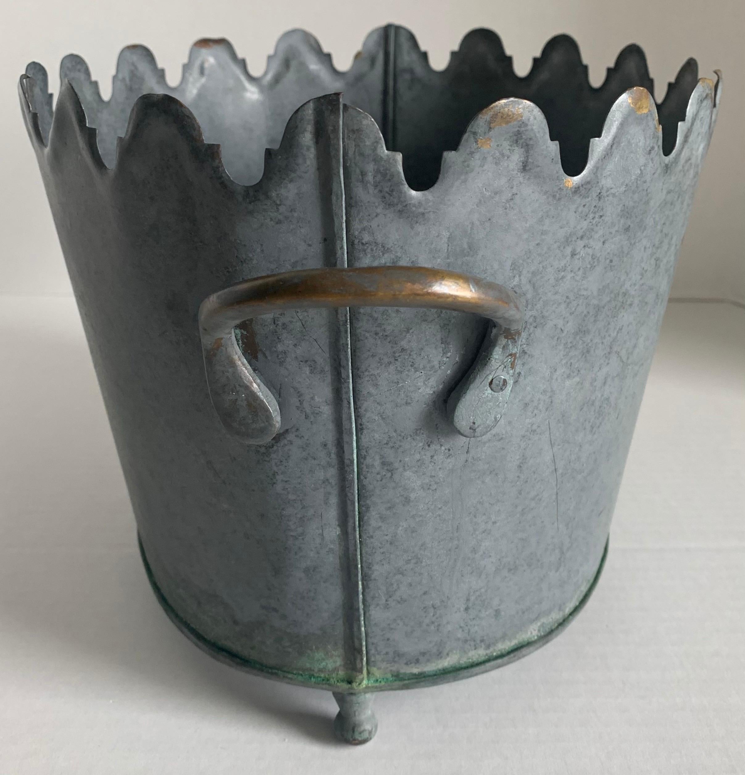 Zinc Metal Monteith or Cache Pot In Fair Condition In Stamford, CT
