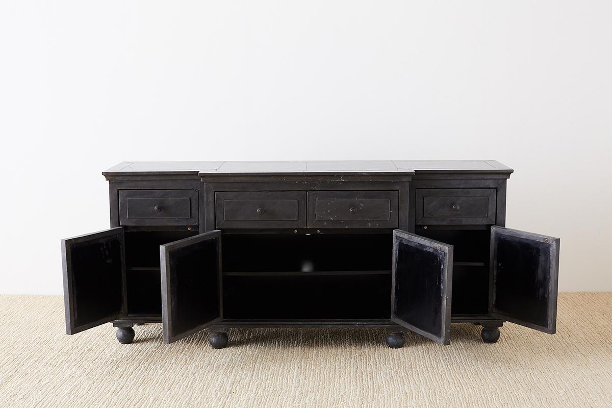 Zinc Metal Wrapped Sideboard Credenza or Buffet 3